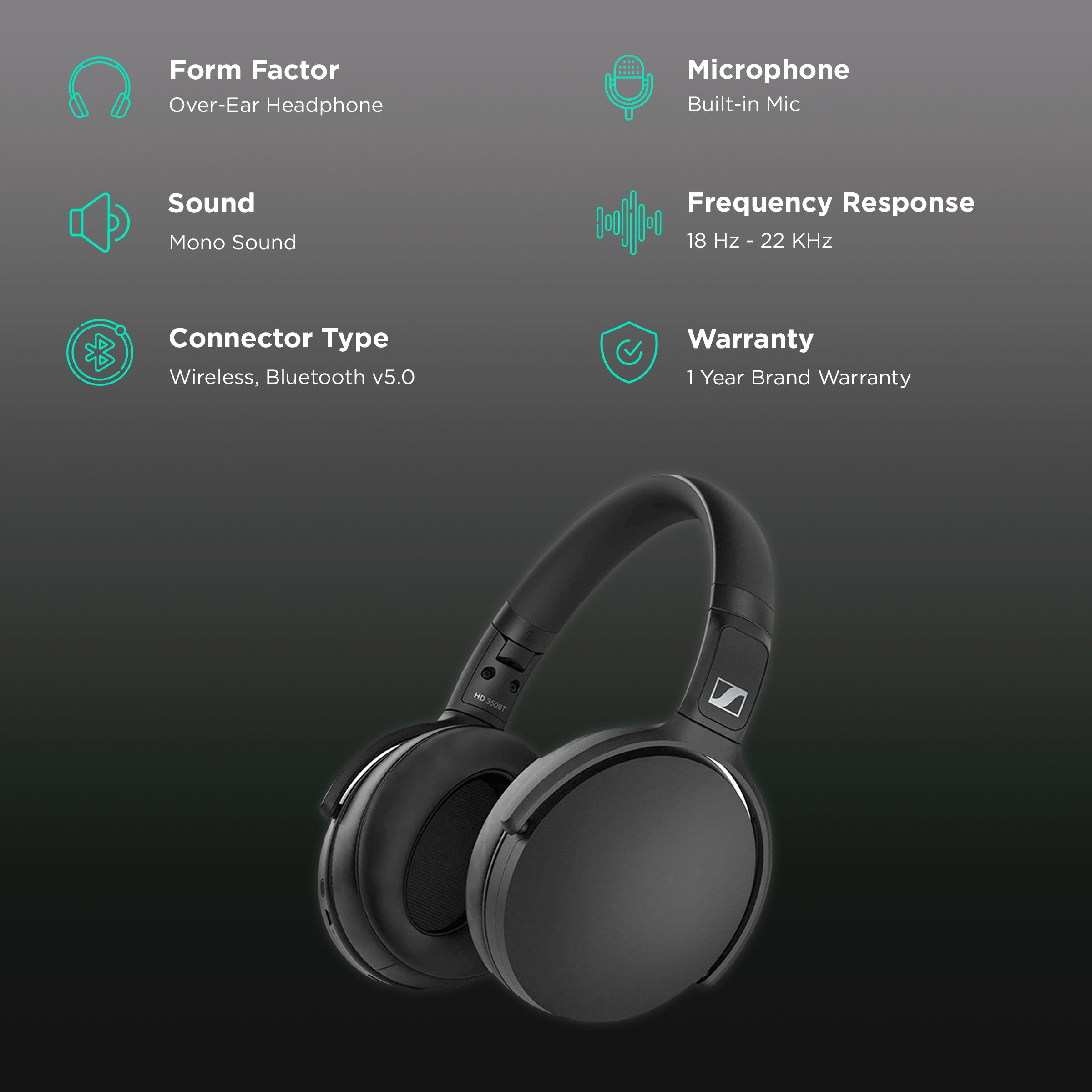 SENNHEISER HD 350BT 508384 Bluetooth Headphone with Mic (Upto 30 Hours Playback, Over Ear, Black)_2