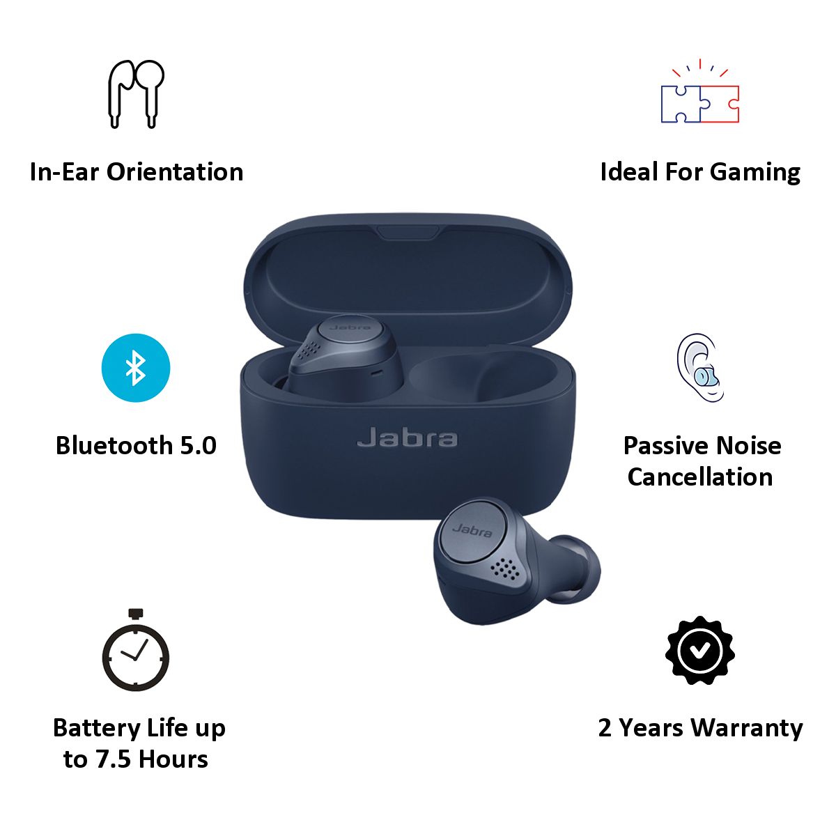 Jabra Elite Active 75t 100-99091000-40 In-Ear Active Noise Cancellation Truly Wireless Earbuds with Mic (Bluetooth 5.0, Voice Assistant Supported, Navy) Jabra Elite Active 75t 100-99091000-40 In-Ear Active Noise Cancellation Truly Wireless Earbuds with Mic (Bluetooth 5.0, Voice Assistant Supported, Navy)_5