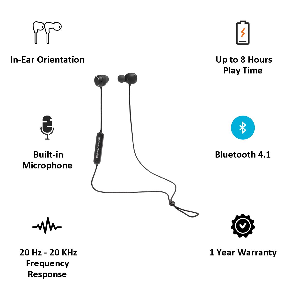 harman kardon Fly HKFLYBTBLK In-Ear Wireless Earphone with Mic (Bluetooth 4.1, Magnetic Earbuds, Black) harman kardon Fly HKFLYBTBLK In-Ear Wireless Earphone with Mic (Bluetooth 4.1, Magnetic Earbuds, Black)_4