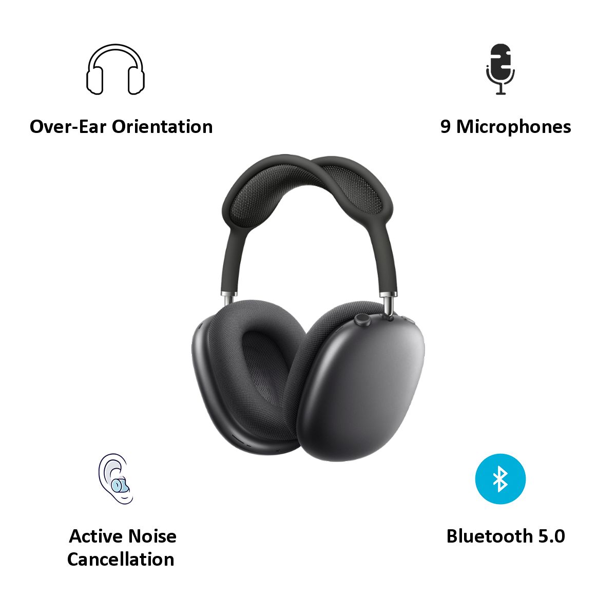 Apple AirPods Max MGYH3HN/A Over-Ear Wireless Headphone with Mic (Bluetooth 5.0, Spatial Audio, Space Grey) Apple AirPods Max MGYH3HN/A Over-Ear Wireless Headphone with Mic (Bluetooth 5.0, Spatial Audio, Space Grey)_5