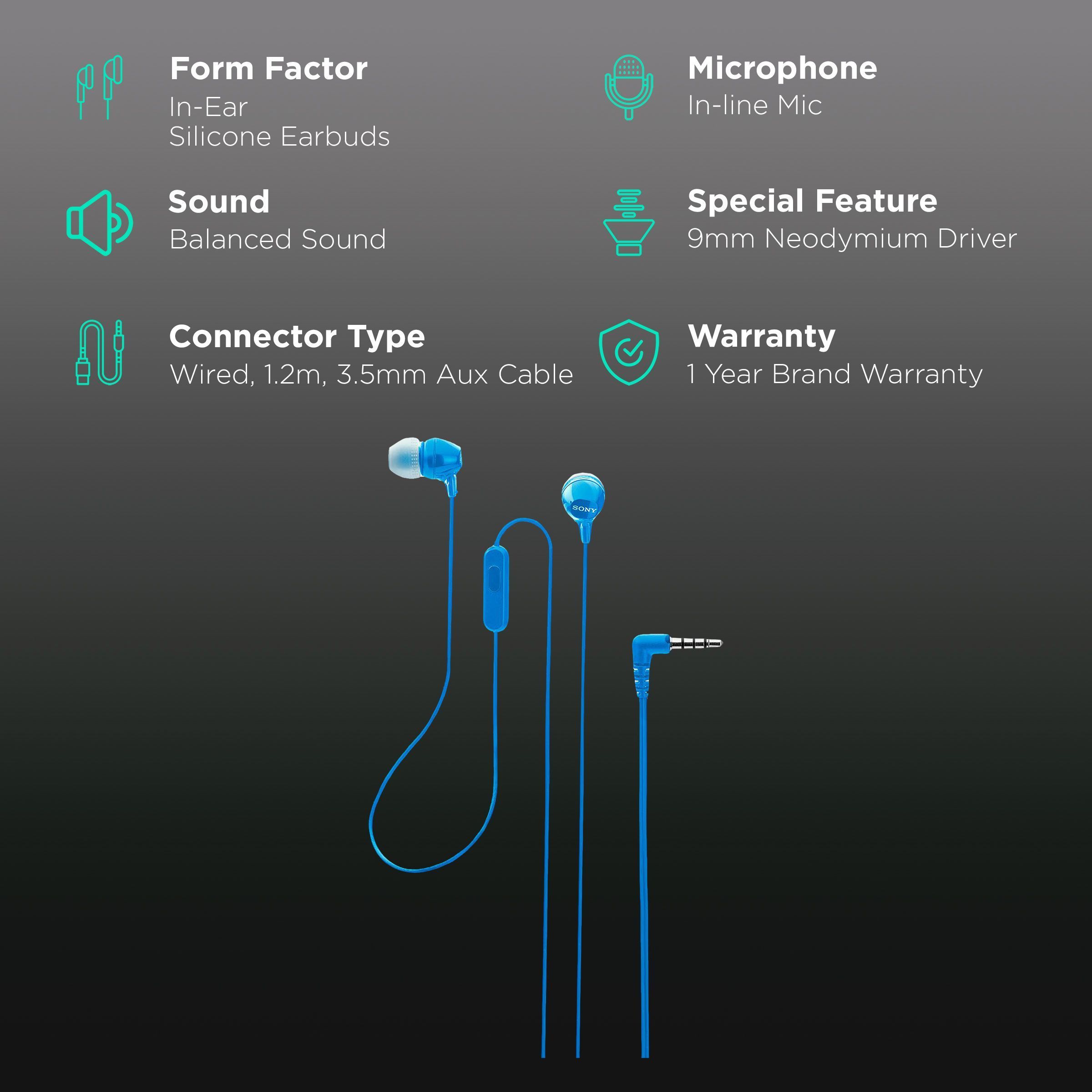 SONY MDR-EX14AP Wired Earphone with Mic (In Ear, Blue) SONY MDR-EX14AP Wired Earphone with Mic (In Ear, Blue)_2
