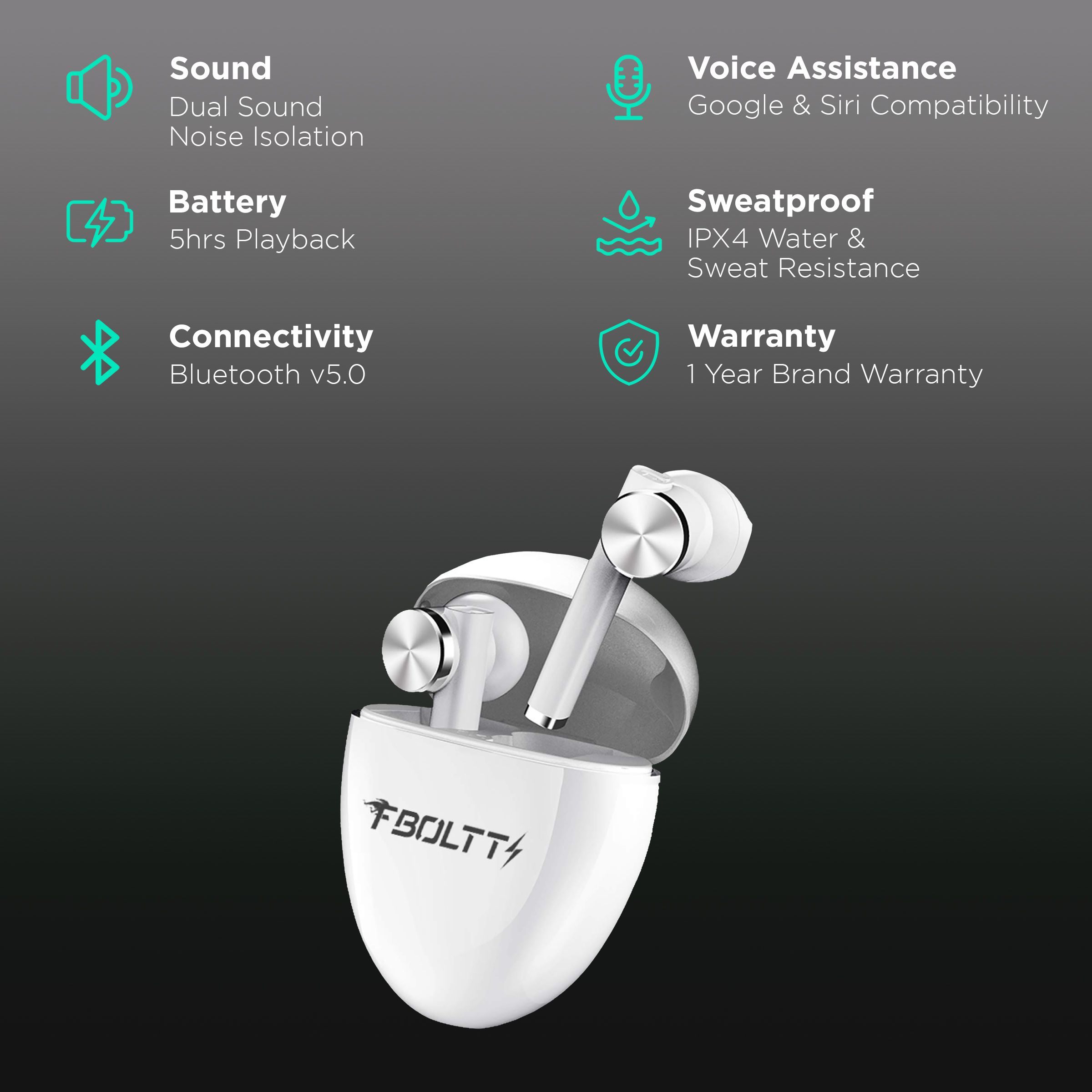 FIRE-BOLTT BE1300 In-Ear Noise Isolation Truly Wireless Earbuds with Mic (Bluetooth 5.0, Automatic Pairing, White) FIRE-BOLTT BE1300 In-Ear Noise Isolation Truly Wireless Earbuds with Mic (Bluetooth 5.0, Automatic Pairing, White)_2