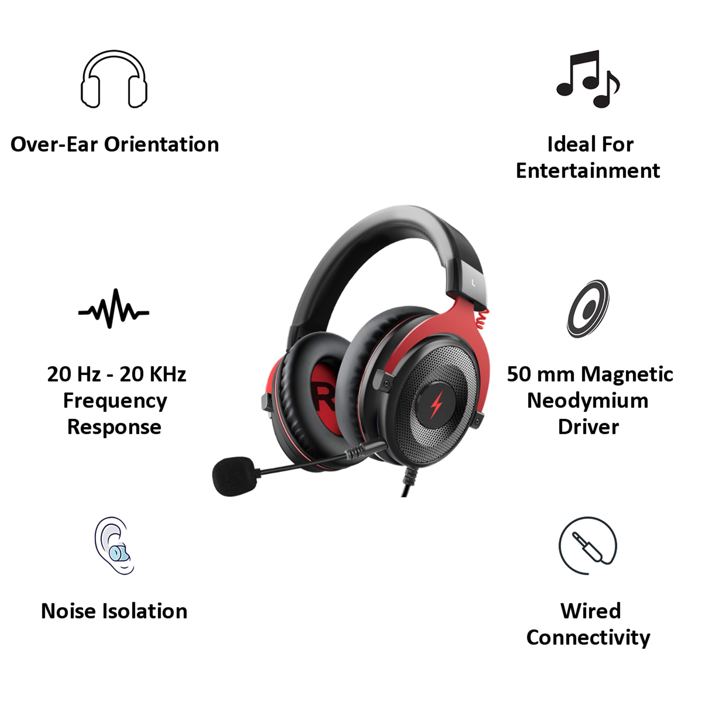 FIRE-BOLTT BGH1100 Wired Gaming Headset (7.1 Surround Sound, On Ear, Black & Red)_2