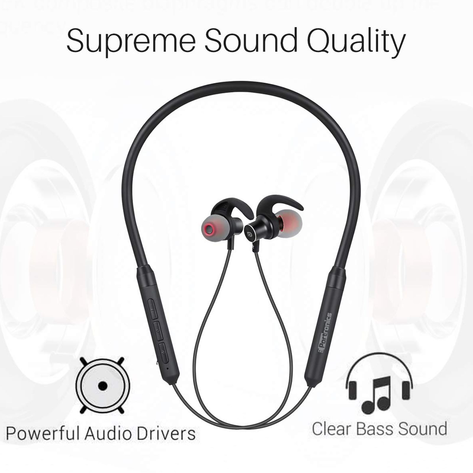 PORTRONICS Harmonics X POR 1099 Neckband (IPX5 Sweat Resistant, Rapid Charging, Black) PORTRONICS Harmonics X POR 1099 Neckband (IPX5 Sweat Resistant, Rapid Charging, Black)_5