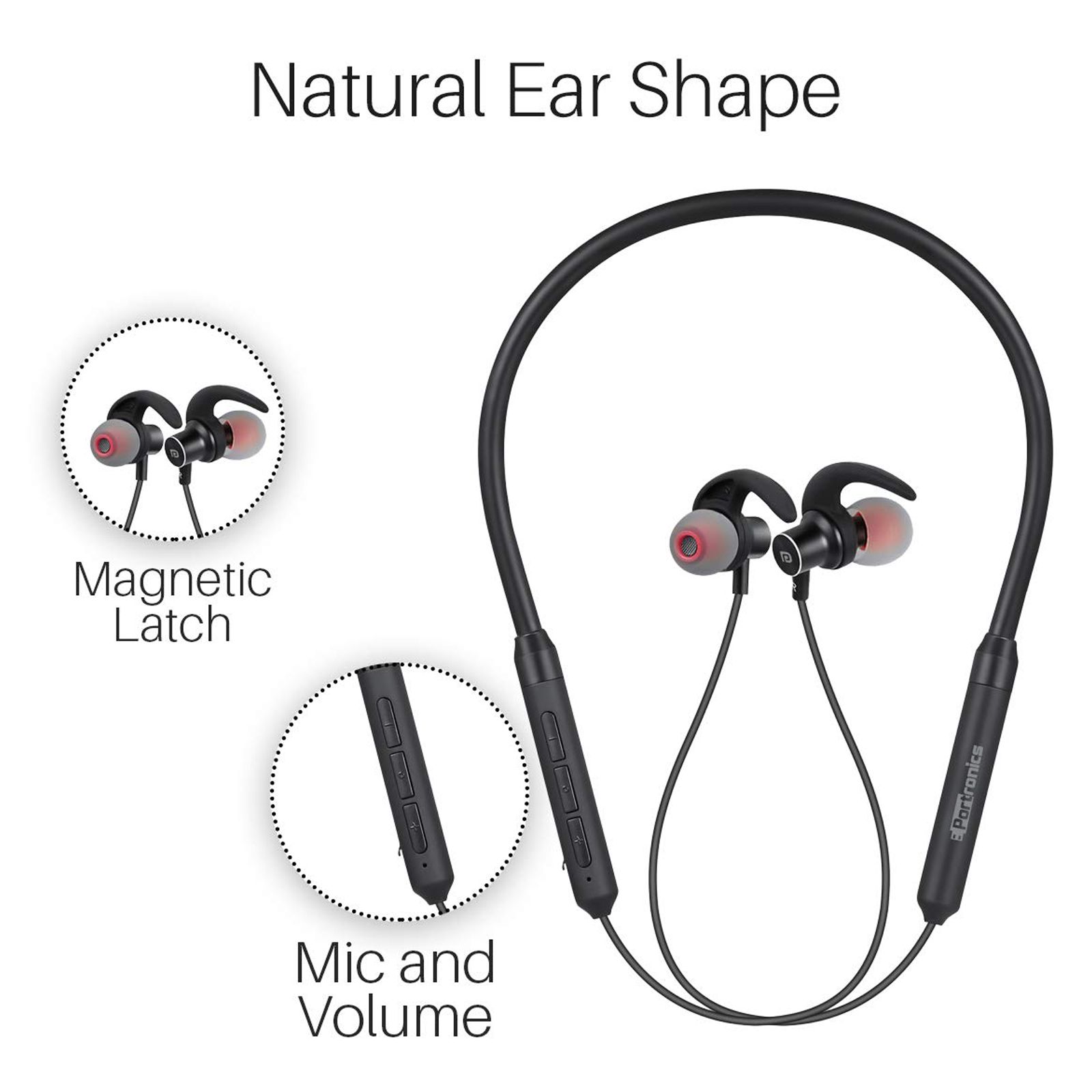 PORTRONICS Harmonics X POR 1099 Neckband (IPX5 Sweat Resistant, Rapid Charging, Black) PORTRONICS Harmonics X POR 1099 Neckband (IPX5 Sweat Resistant, Rapid Charging, Black)_6
