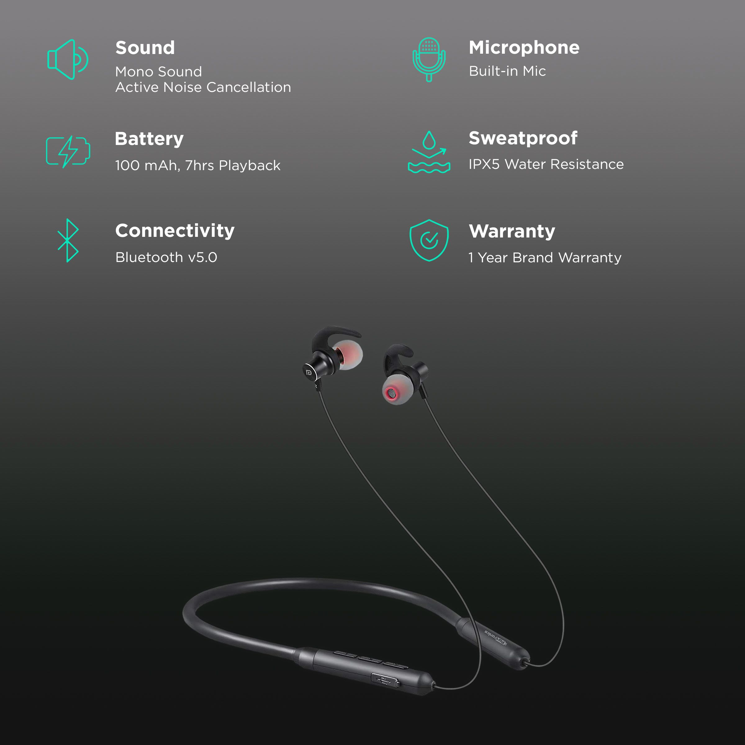 PORTRONICS Harmonics X POR 1099 Neckband (IPX5 Sweat Resistant, Rapid Charging, Black) PORTRONICS Harmonics X POR 1099 Neckband (IPX5 Sweat Resistant, Rapid Charging, Black)_2