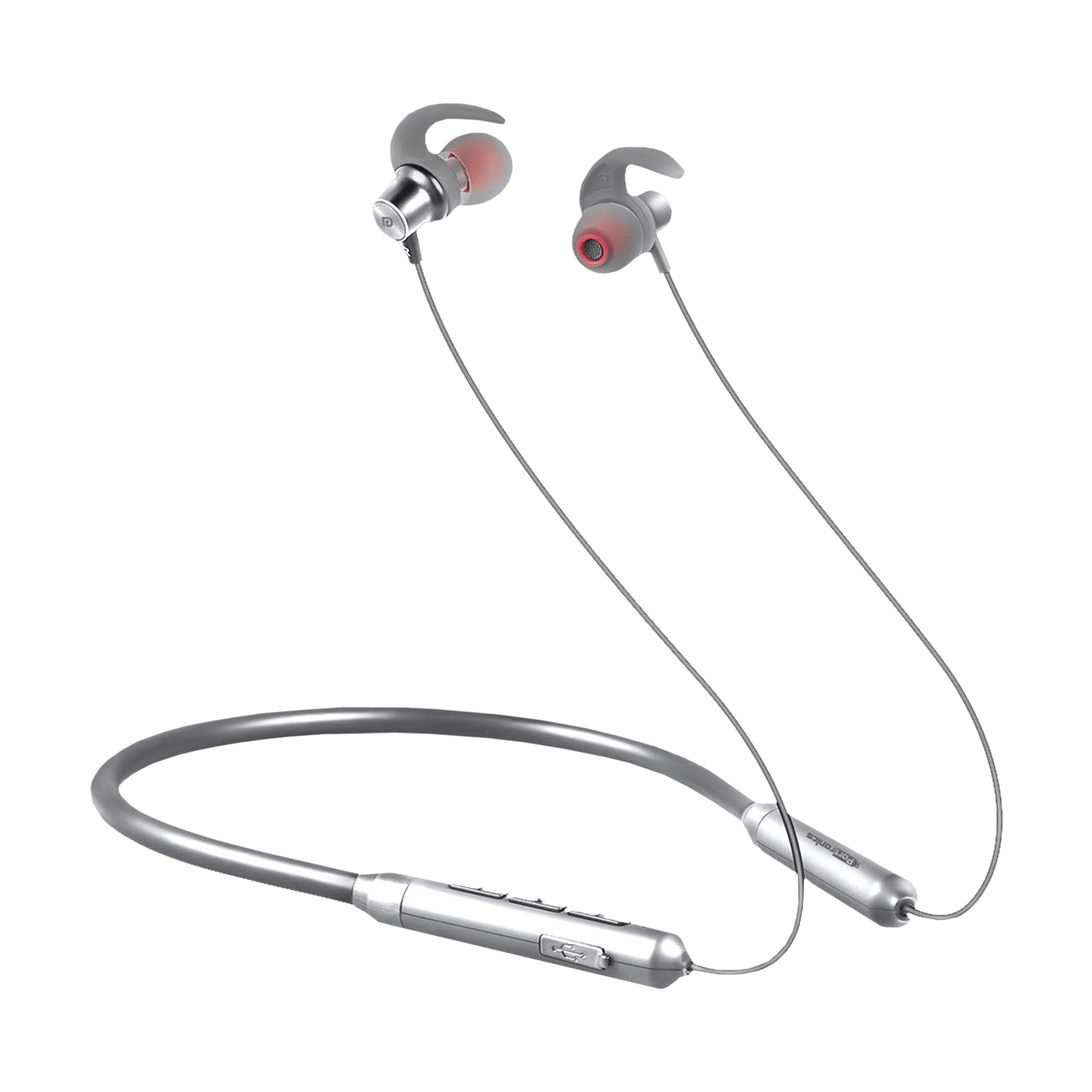 PORTRONICS Harmonics X POR 1100 Neckband (IPX5 Sweat Resistant, Rapid Charging, Grey) PORTRONICS Harmonics X POR 1100 Neckband (IPX5 Sweat Resistant, Rapid Charging, Grey)_1
