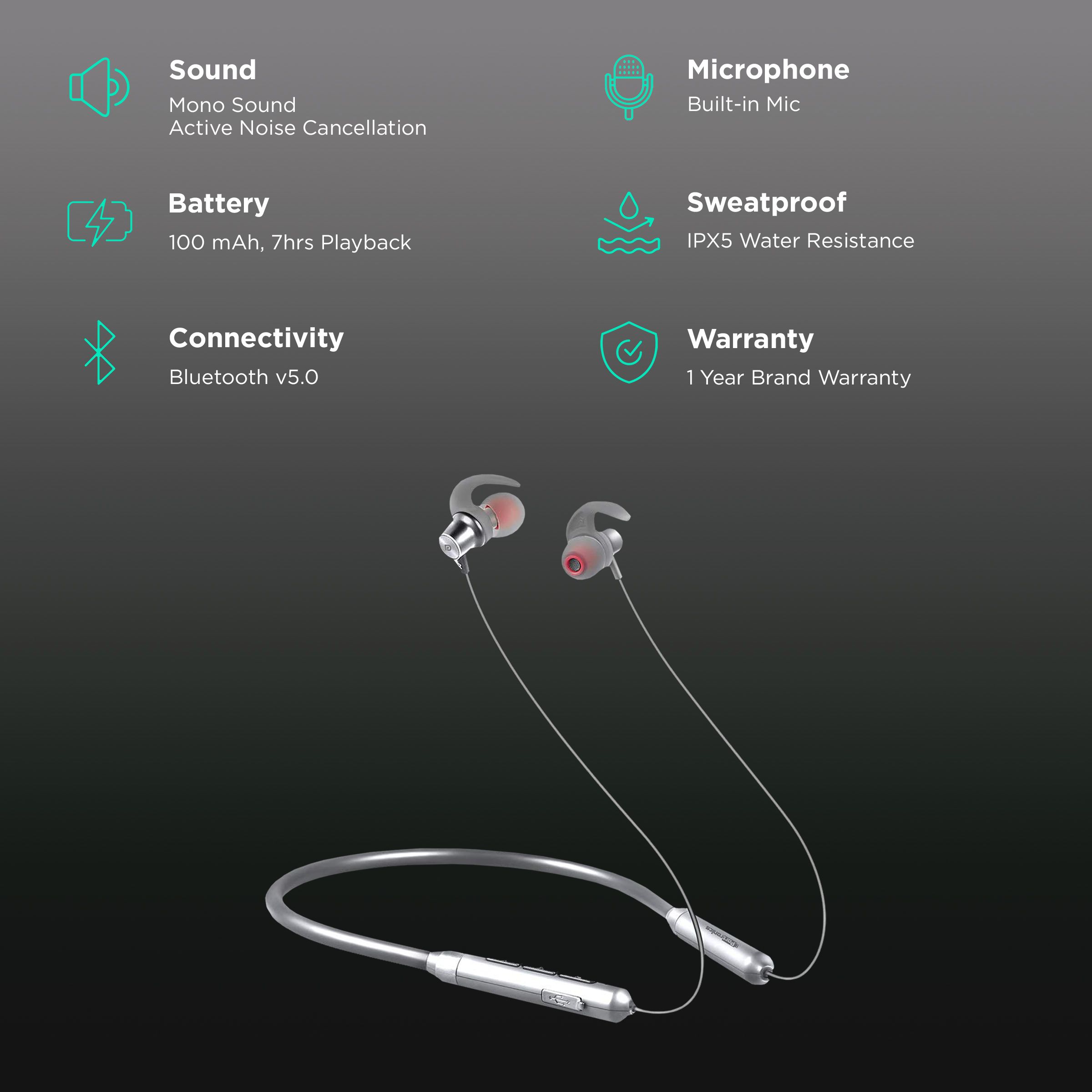 PORTRONICS Harmonics X POR 1100 Neckband (IPX5 Sweat Resistant, Rapid Charging, Grey) PORTRONICS Harmonics X POR 1100 Neckband (IPX5 Sweat Resistant, Rapid Charging, Grey)_2