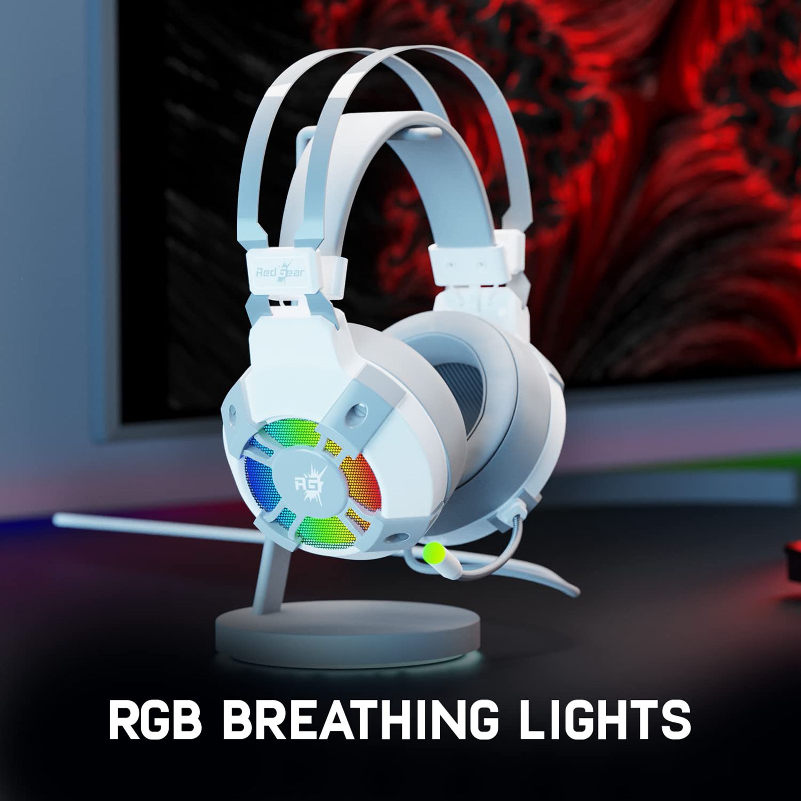 Red Gear Cosmo 7.1 Wired Gaming Headset with Passive Noise Cancellation (RGD LED, Over Ear, White)_6