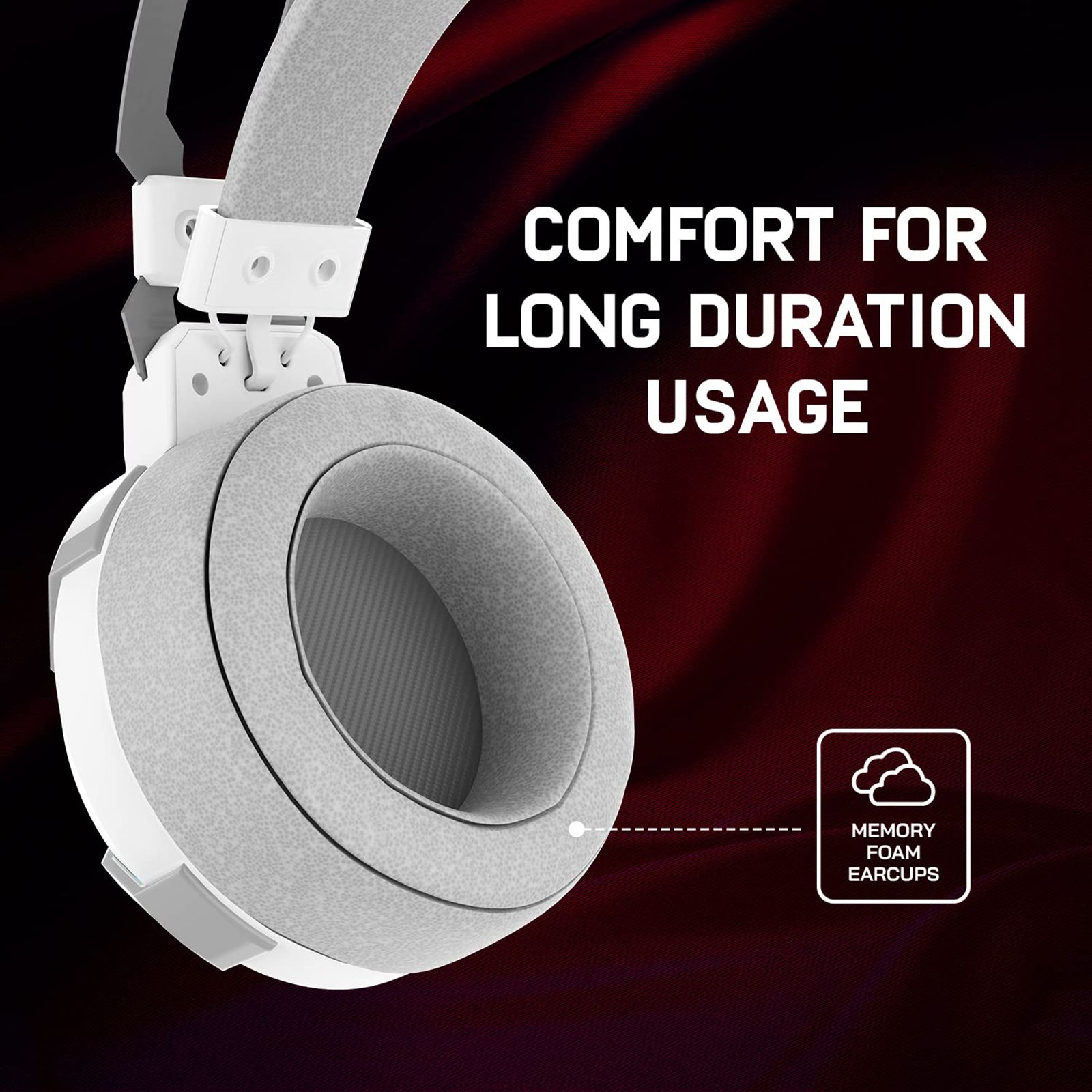 Red Gear Cosmo 7.1 Wired Gaming Headset with Passive Noise Cancellation (RGD LED, Over Ear, White)_5