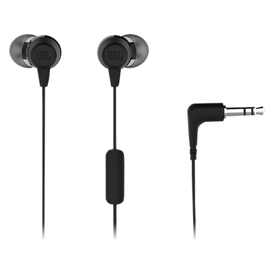 JBL T50HIBLKIN Wired Earphone with Mic (In Ear, Black)