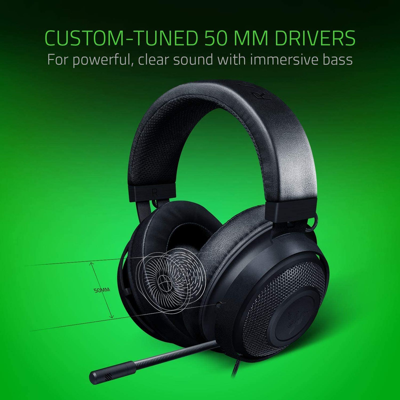 RAZER Kraken RZ04-02830100-R3M1 Wired Gaming Headset (Clear & Powerful Sound, Over Ear, Black) RAZER Kraken RZ04-02830100-R3M1 Wired Gaming Headset (Clear & Powerful Sound, Over Ear, Black)_8