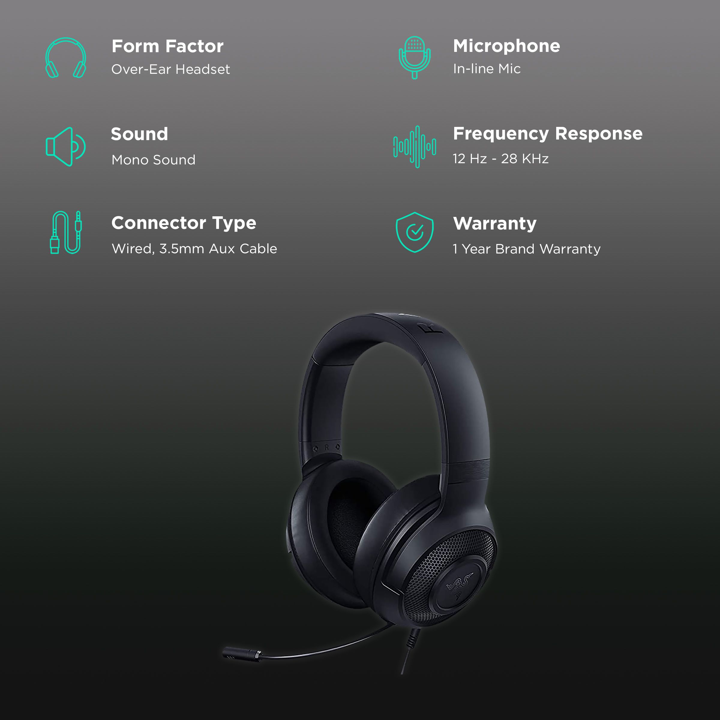 RAZER Kraken RZ04-02830100-R3M1 Wired Gaming Headset (Clear & Powerful Sound, Over Ear, Black) RAZER Kraken RZ04-02830100-R3M1 Wired Gaming Headset (Clear & Powerful Sound, Over Ear, Black)_2