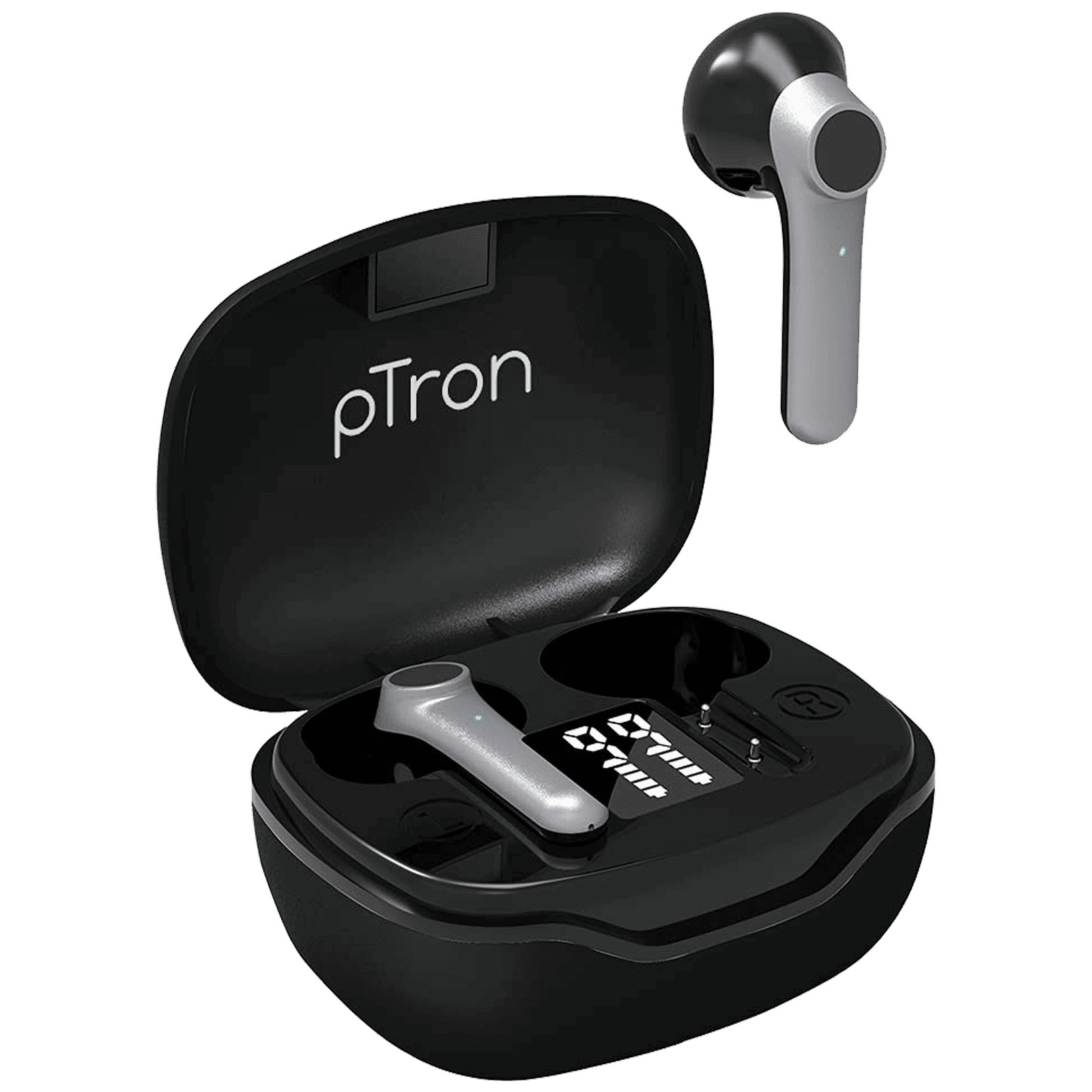 pTron Bass Pods 281 TWS Earbuds with Passive Noise Cancellation (IPX4 Sweat-Water Resistance, Stereo Calling, Black & Grey)_1