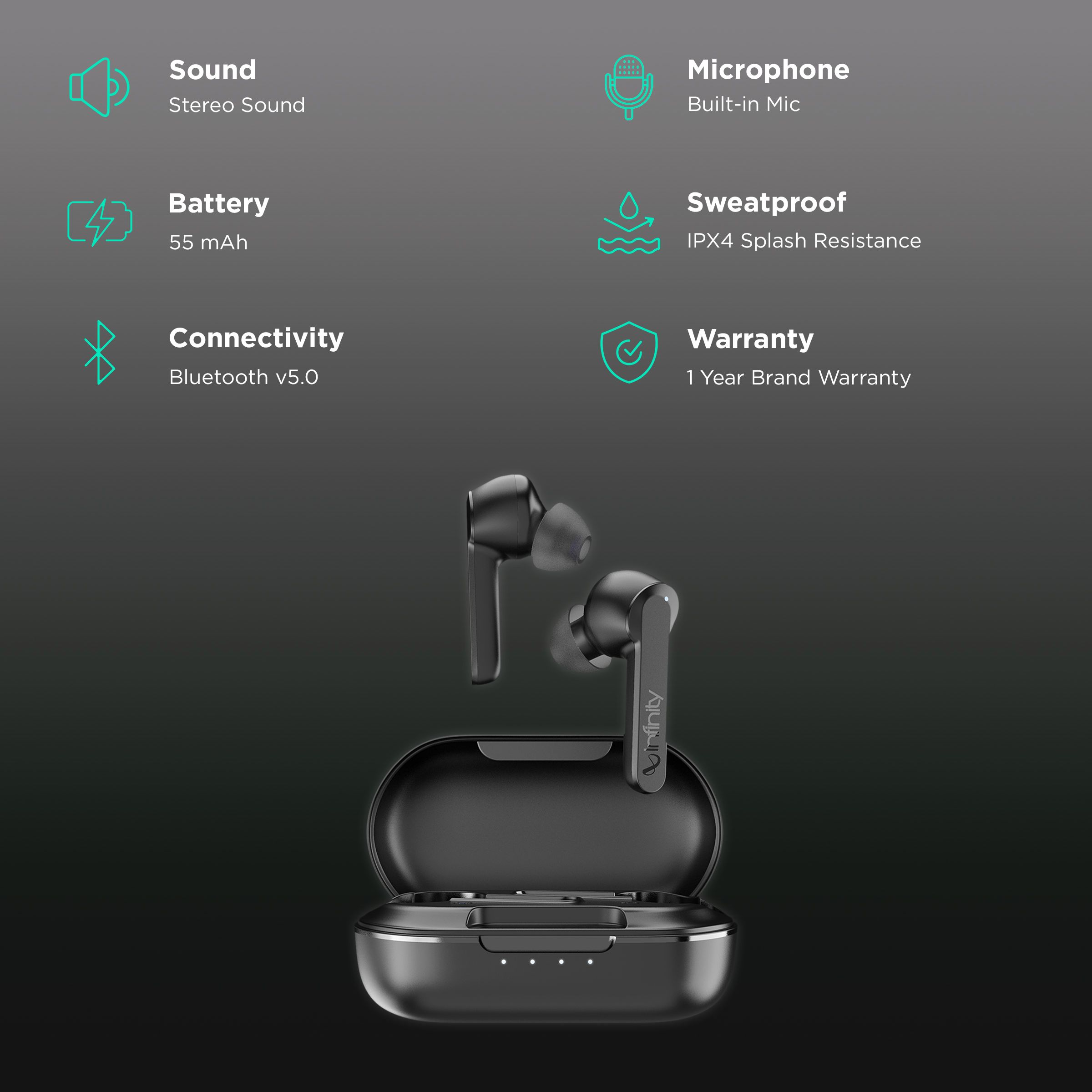 Infinity Swing 300 TWS Earbuds (Splashproof, Upto 20 Hours Playback, Black)_2