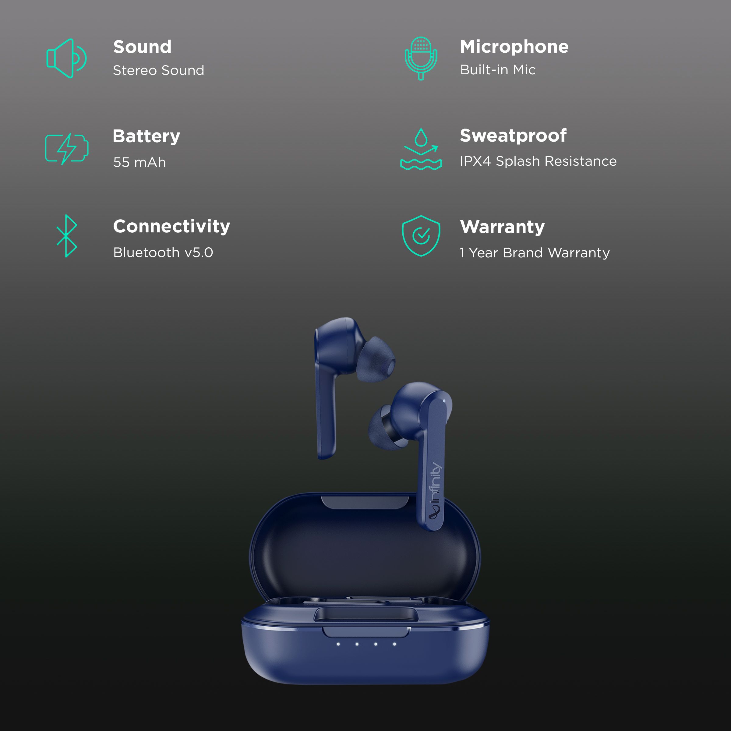Infinity Swing 300 TWS Earbuds (Splashproof, Upto 20 Hours Playback, Blue) Infinity Swing 300 TWS Earbuds (Splashproof, Upto 20 Hours Playback, Blue)_2