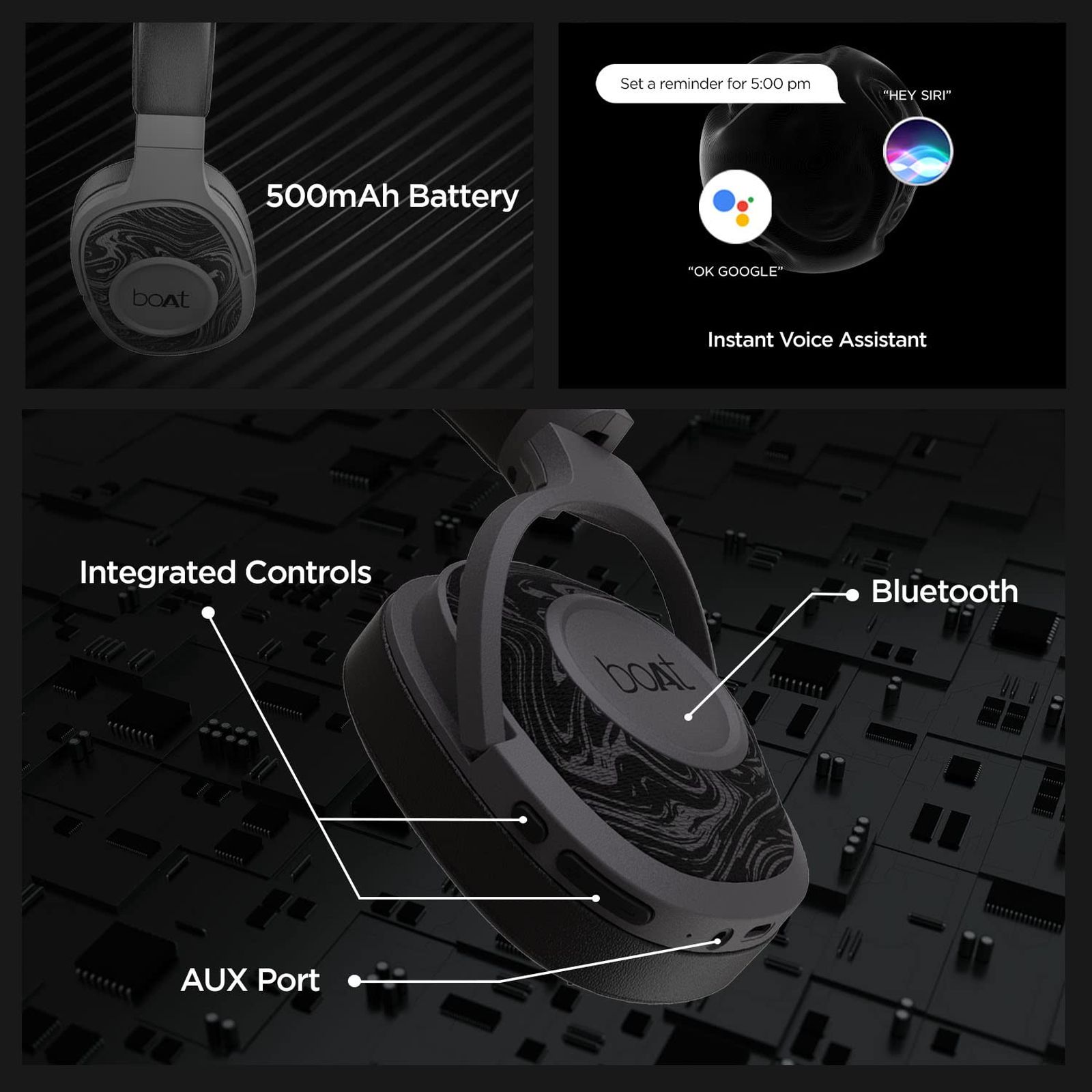boAt Rockerz 550 Bluetooth Headphone without Mic (Dual Connectivity, Over Ear, Black)_5