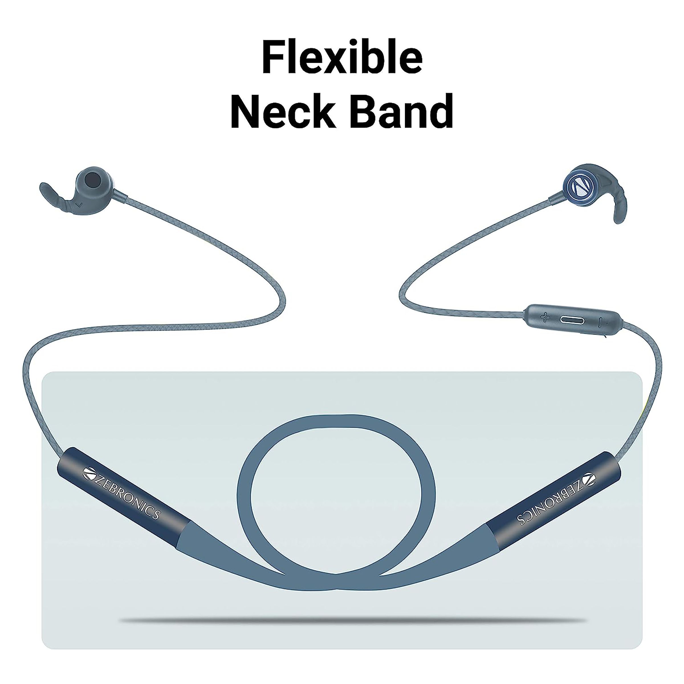 ZEBRONICS Yoga Neckband (Water Resistant, 21 Hours Playtime, Blue)_8