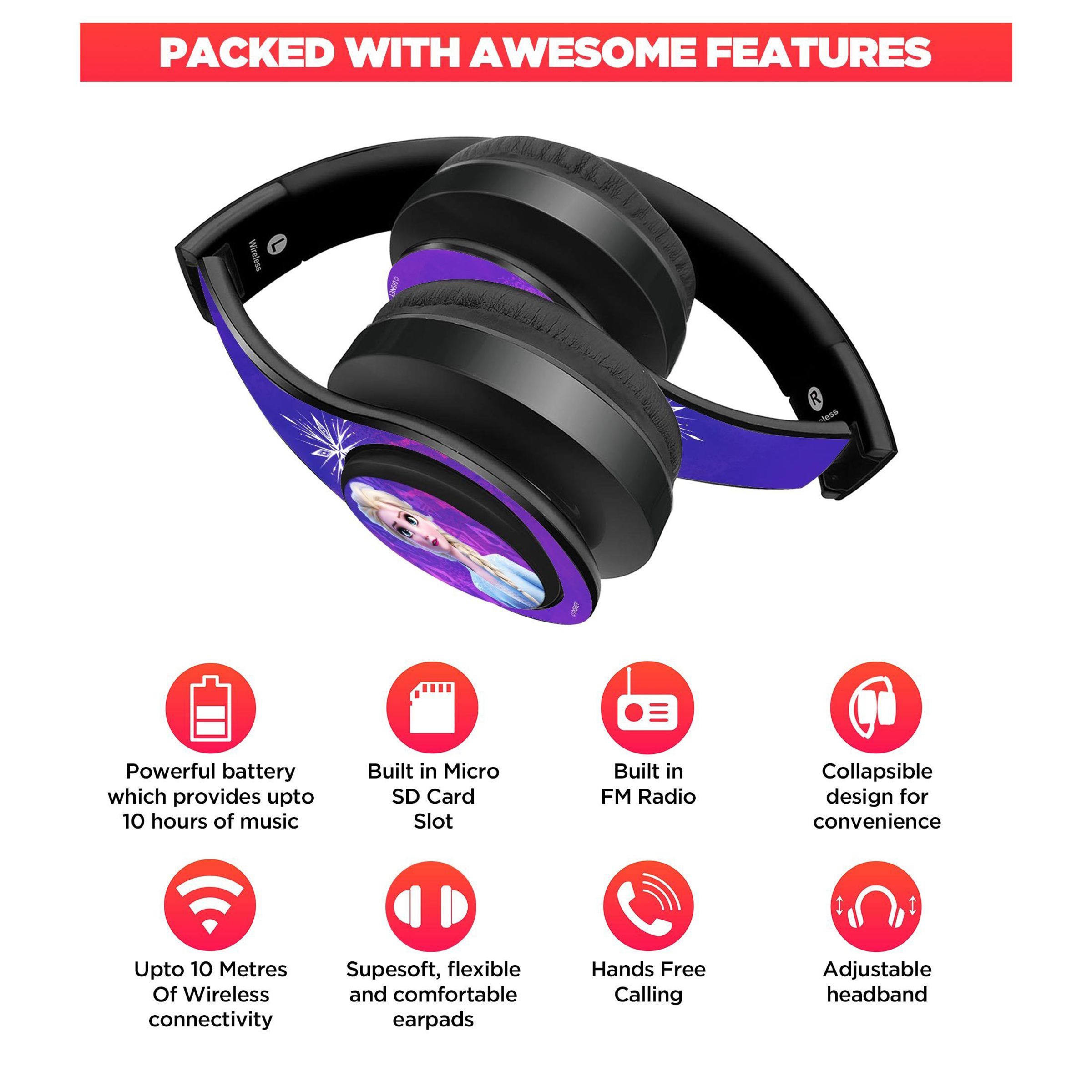 macmerise Fearless Sisters - Decibel SODCIBLDD4890 Bluetooth Headphone with Mic (Passive Noise Cancellation, On Ear, Multicolor)_4