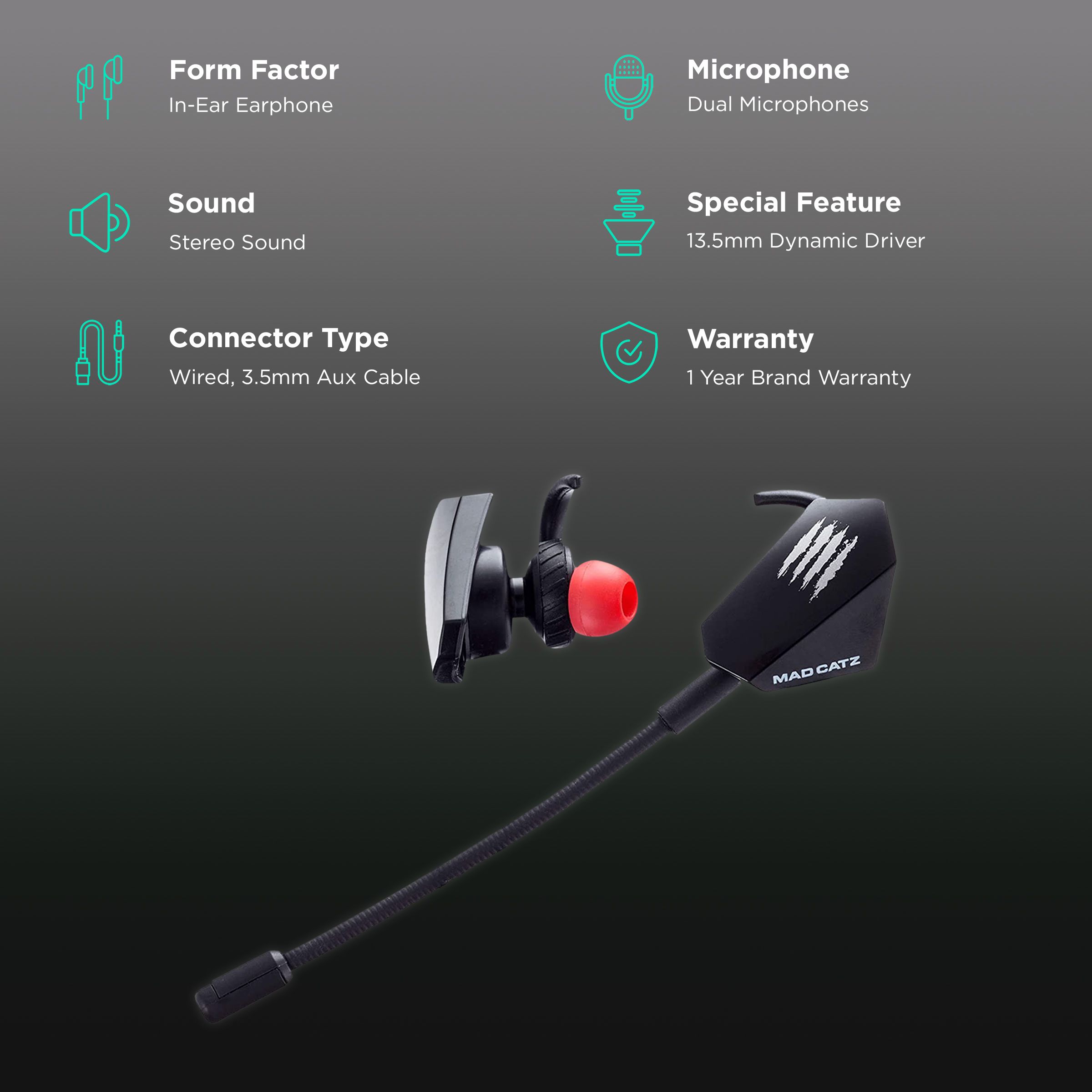 MAD CATZ The Authentic E.S. Pro Plus Earphone with Mic (In-Ear, Black) MAD CATZ The Authentic E.S. Pro Plus Earphone with Mic (In-Ear, Black)_2