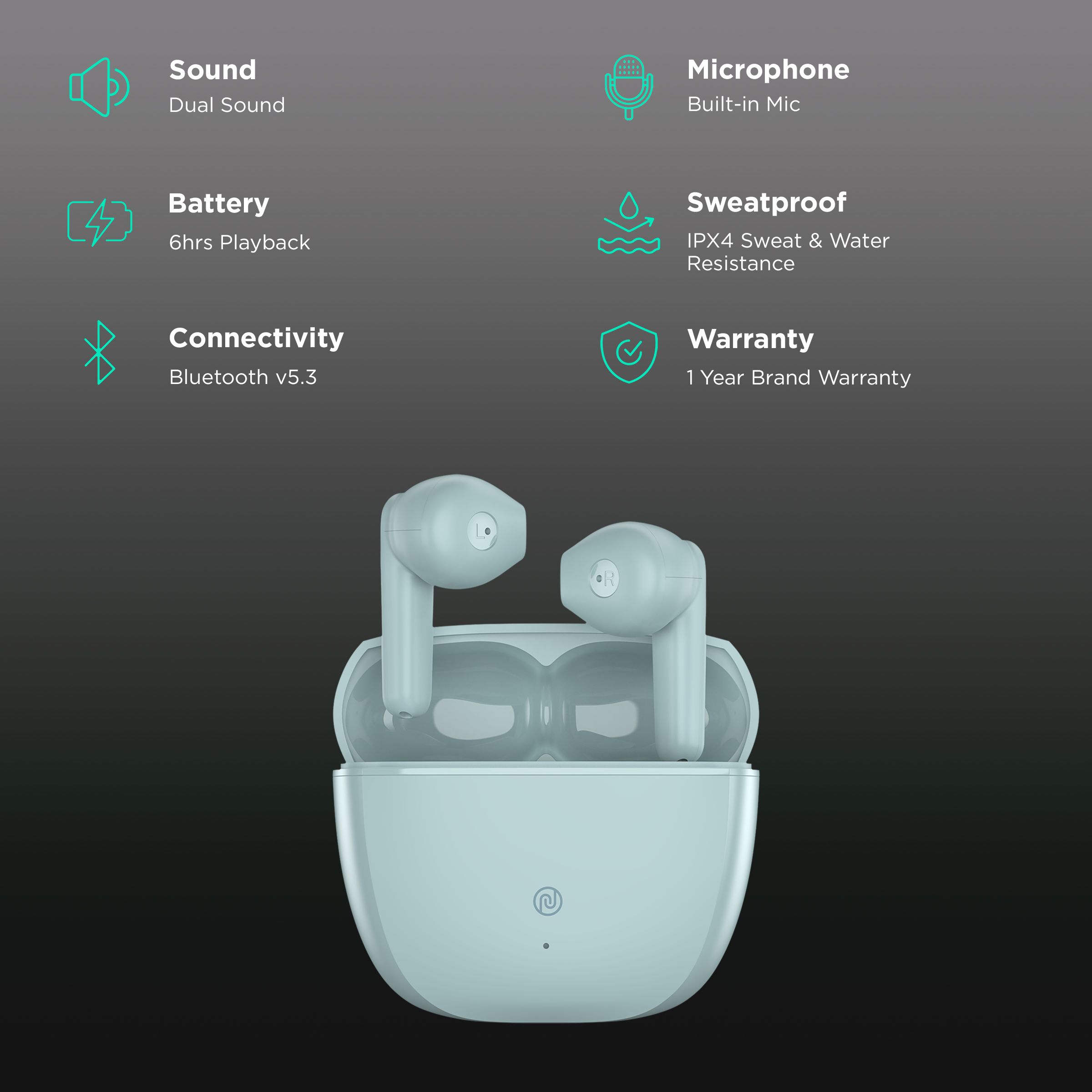 noise Buds Ace TWS Earbuds (IPX4 Sweat & Water Resistant, 6 Hours Playback, Green)_2