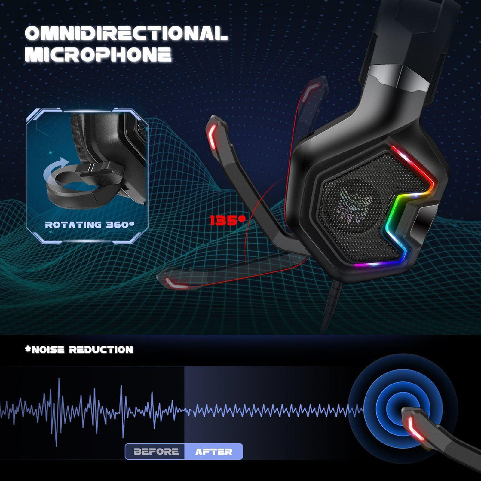 ONIKUMA K10 Pro Wired Gaming Headphone with Noise Cancellation (RGB Light, Over Ear, Black)_6