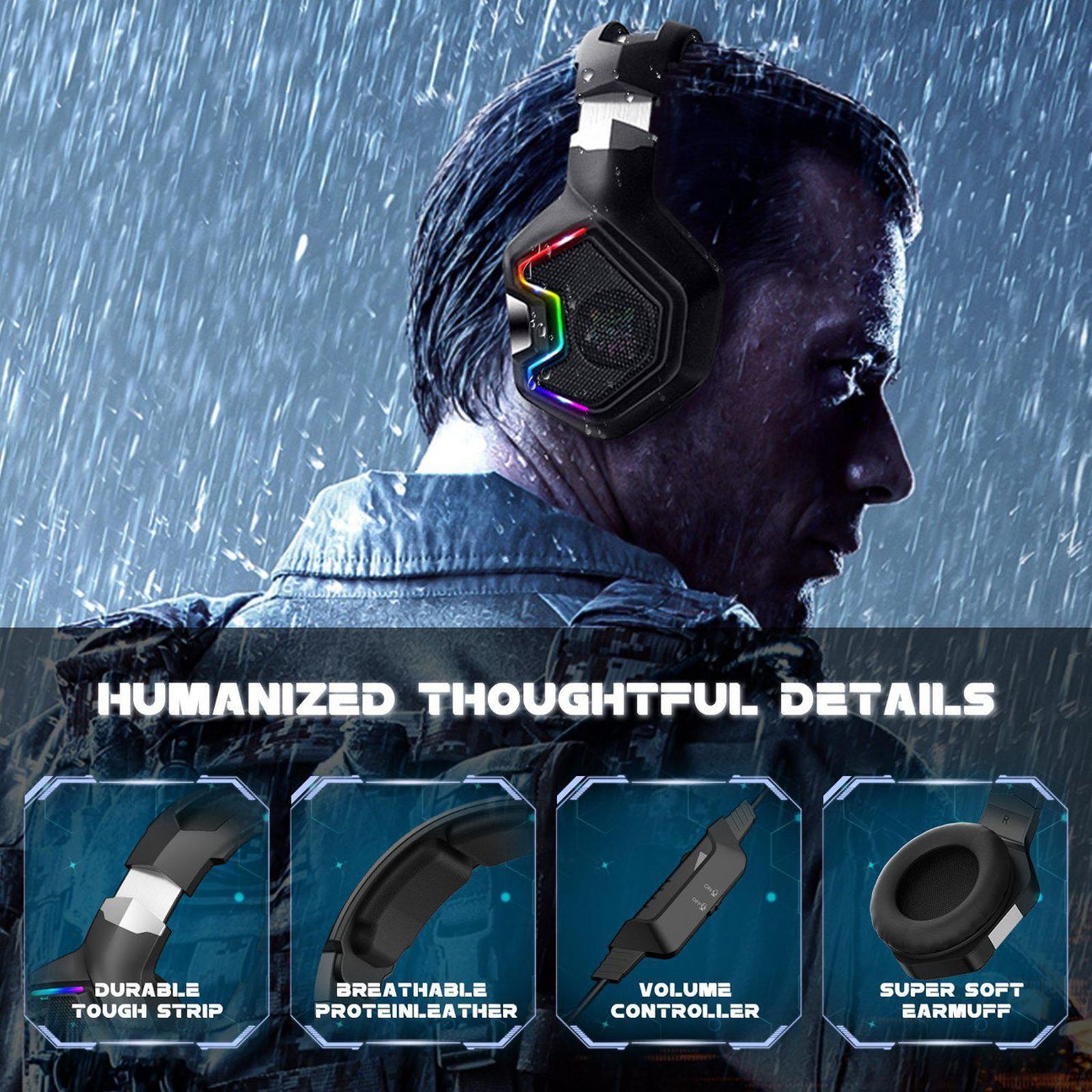 ONIKUMA K10 Pro Wired Gaming Headphone with Noise Cancellation (RGB Light, Over Ear, Black)_7