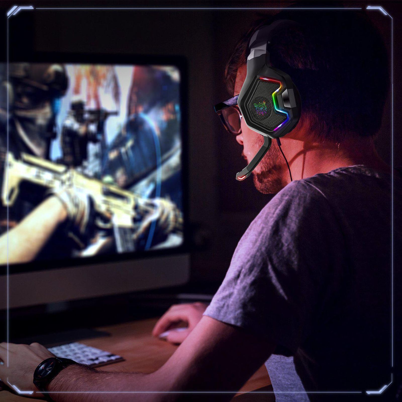 ONIKUMA K10 Pro Wired Gaming Headphone with Noise Cancellation (RGB Light, Over Ear, Black)_9