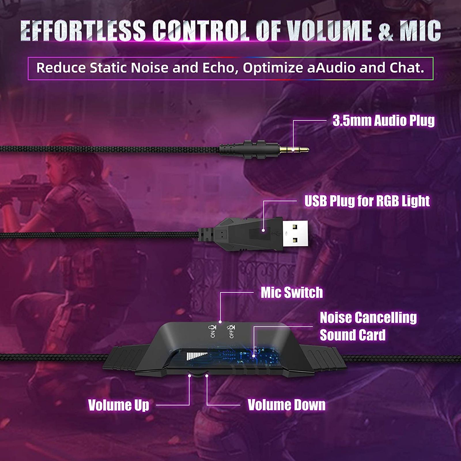 ONIKUMA K10 Pro Wired Gaming Headphone with Noise Cancellation (RGB Light, Over Ear, Black)_15