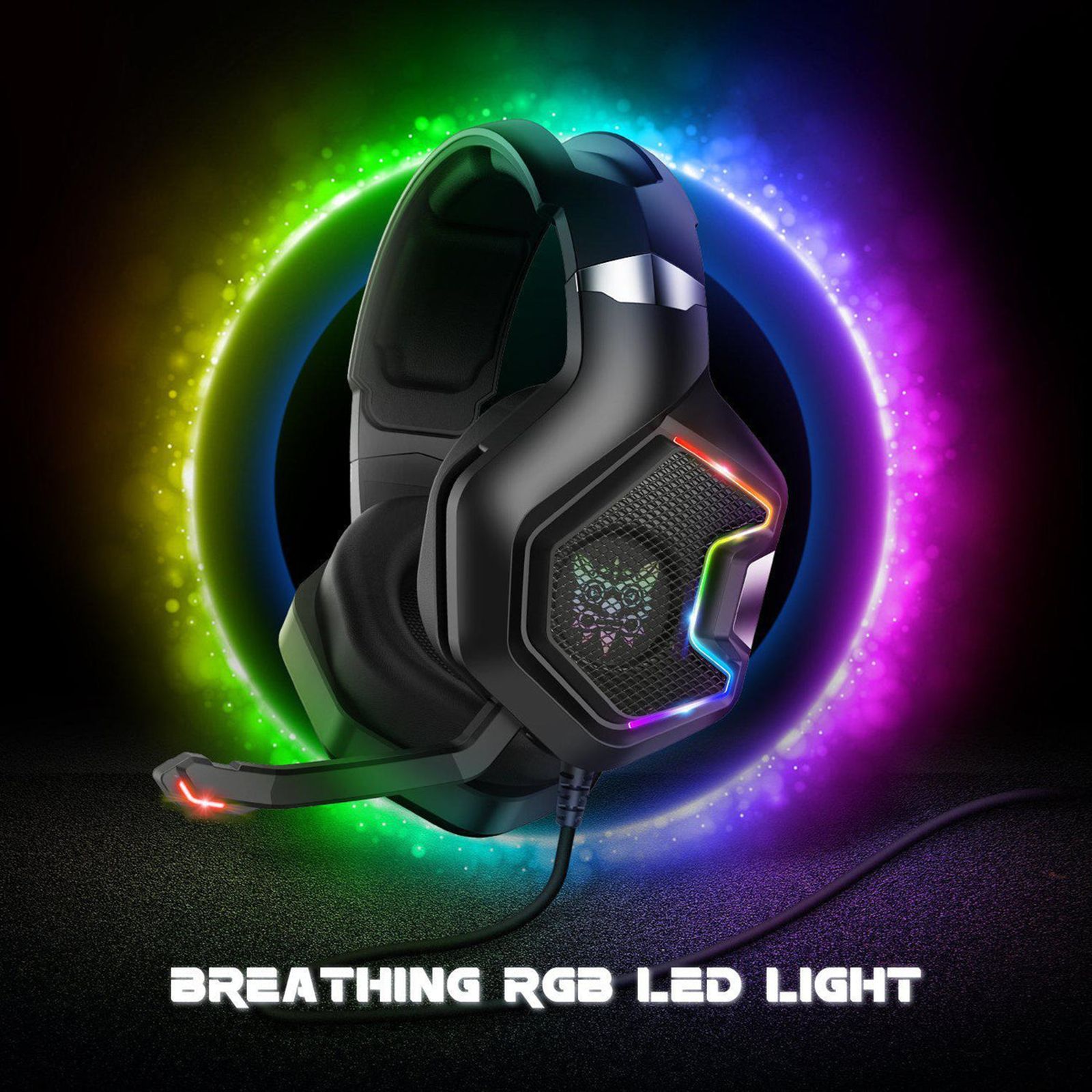 ONIKUMA K10 Pro Wired Gaming Headphone with Noise Cancellation (RGB Light, Over Ear, Black)_4