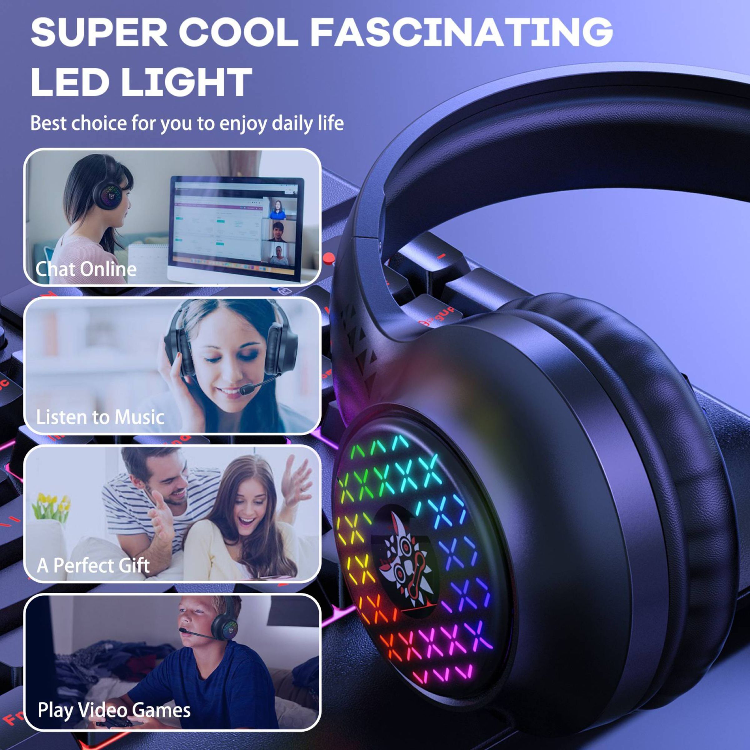 ONIKUMA X7 Pro Wired Gaming Headphone with Noise Cancellation (RGB Light, Over Ear, Black)_5