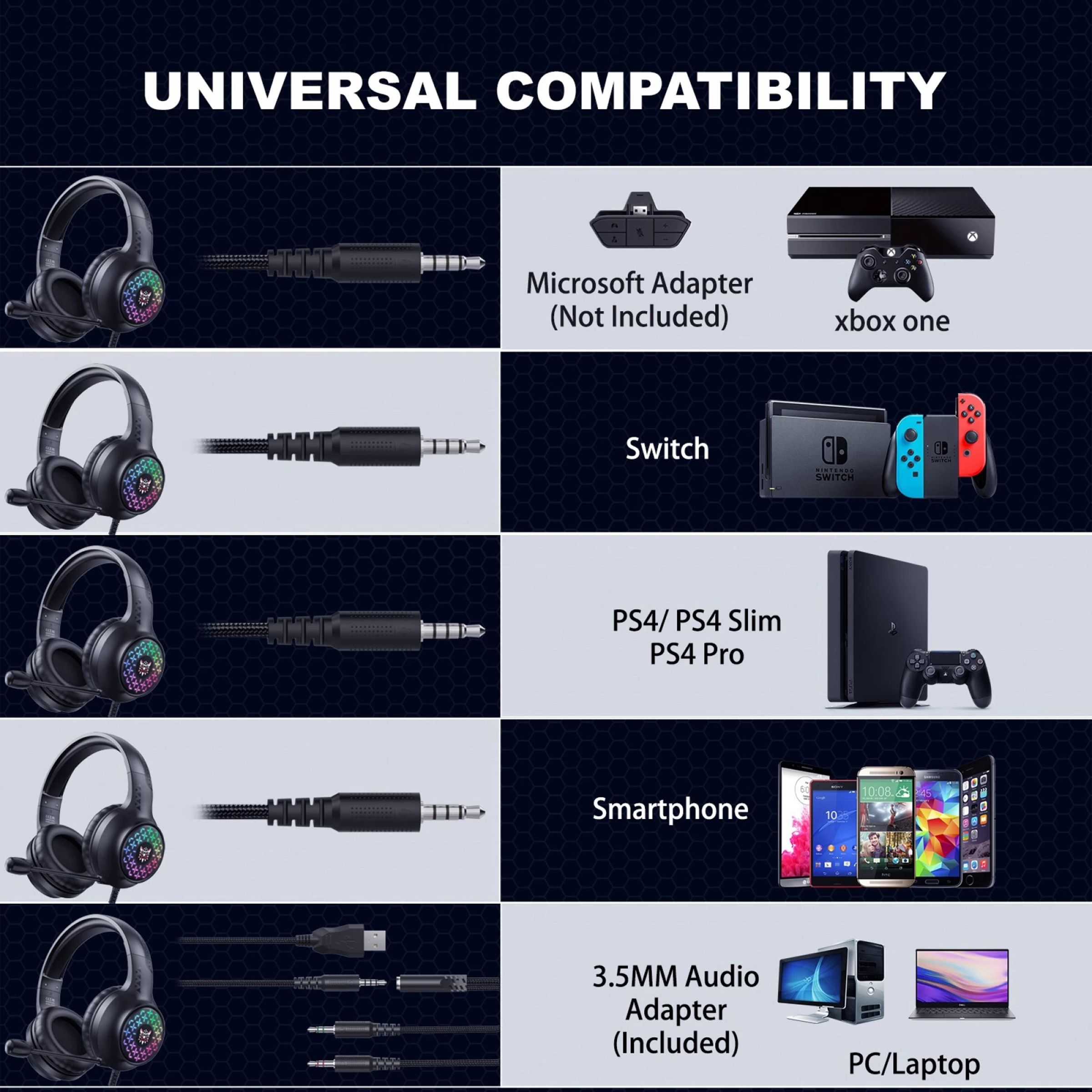 ONIKUMA X7 Pro Wired Gaming Headphone with Noise Cancellation (RGB Light, Over Ear, Black)_6