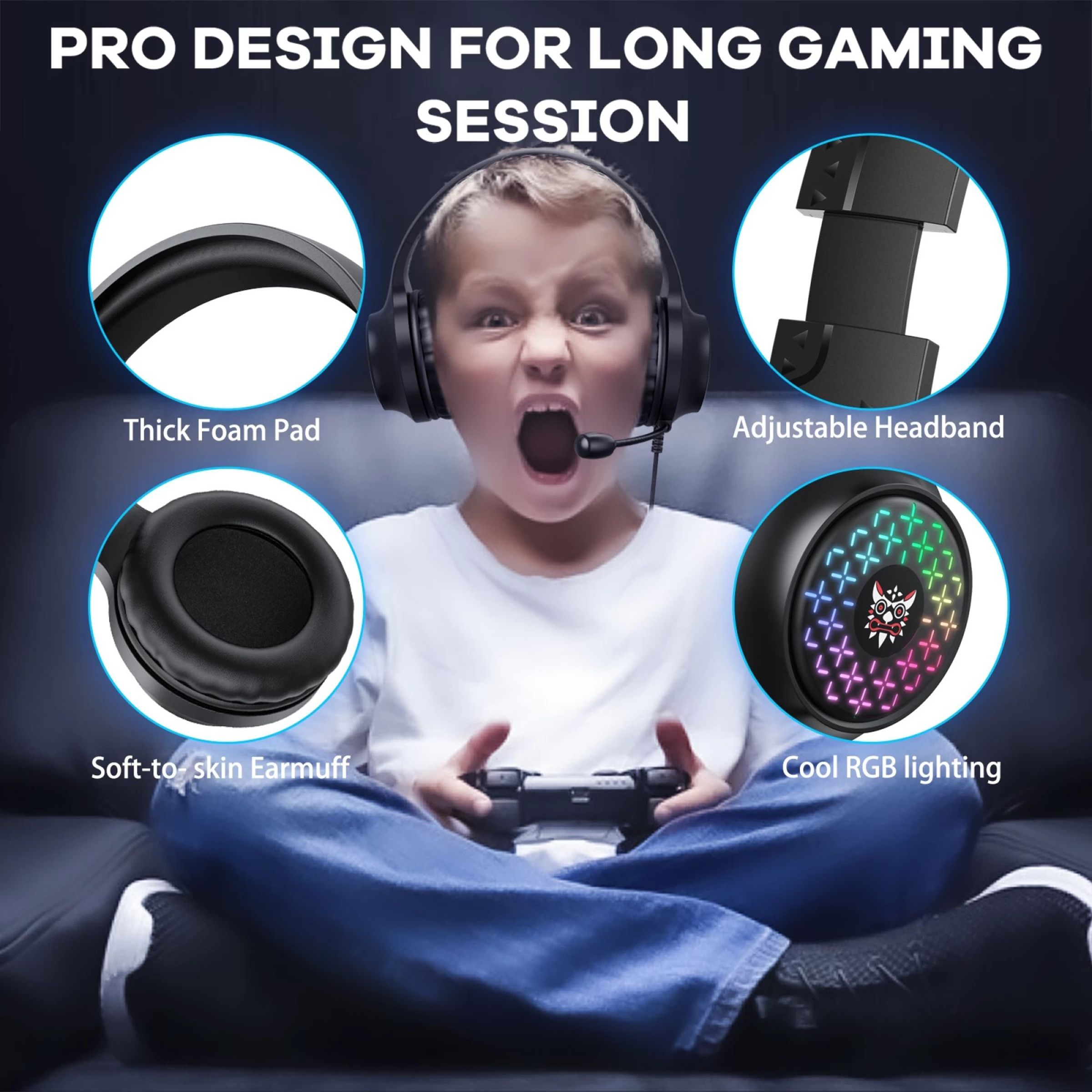 ONIKUMA X7 Pro Wired Gaming Headphone with Noise Cancellation (RGB Light, Over Ear, Black)_10