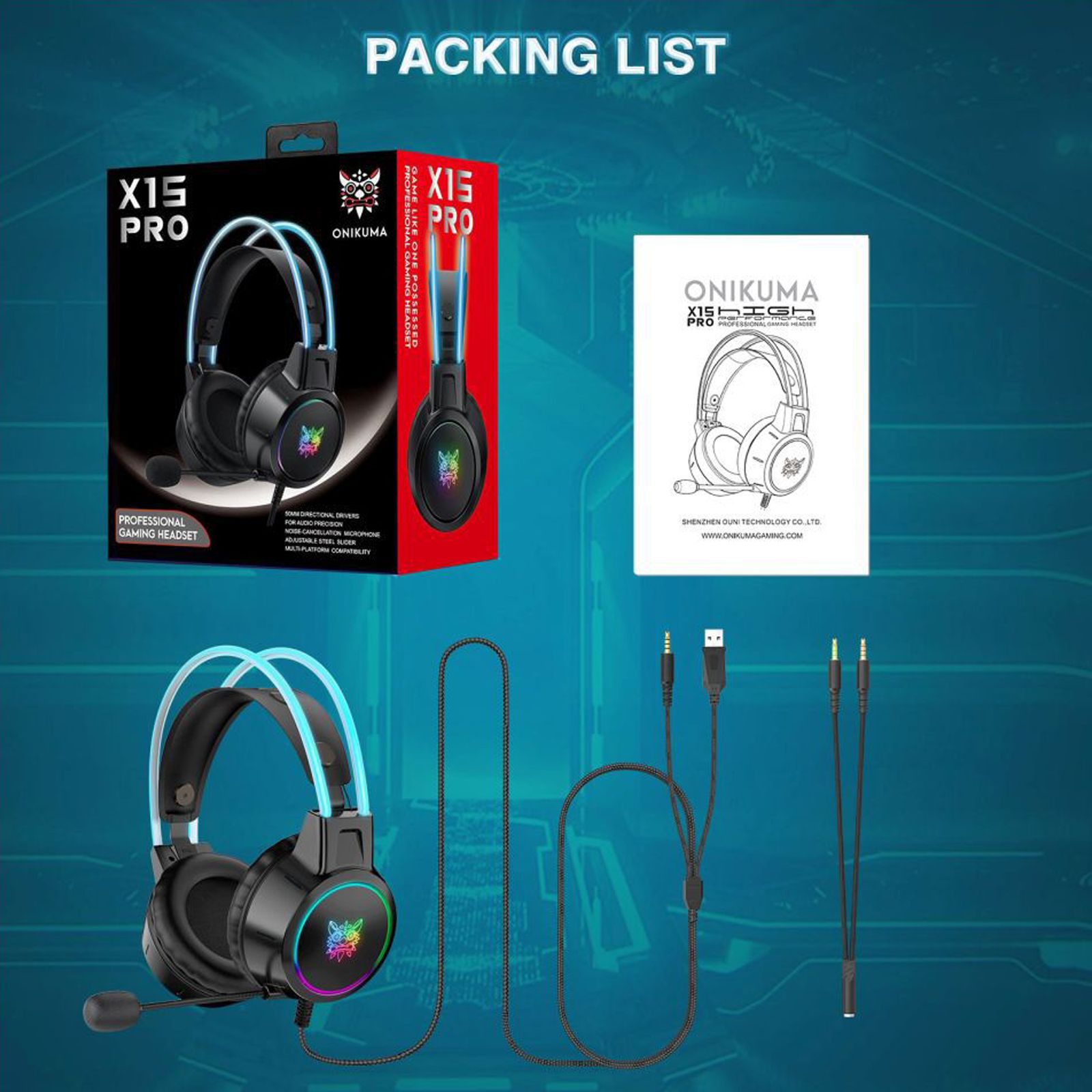 ONIKUMA X15 Pro Wired Gaming Headphone (Enhanced Bass, Over-Ear, Black)_7