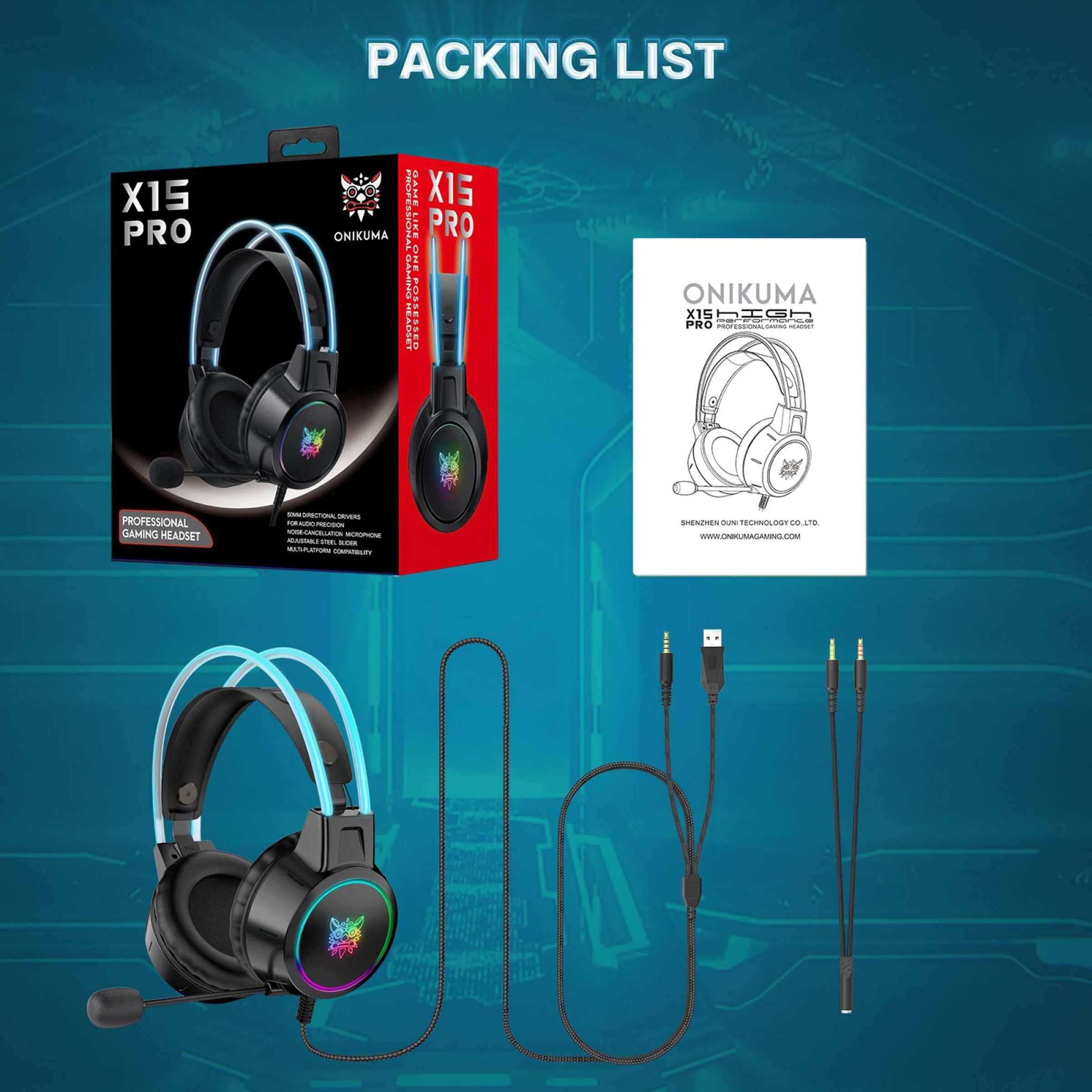 ONIKUMA X15 Pro Wired Gaming Headphone (Enhanced Bass, Over-Ear, Black)_9