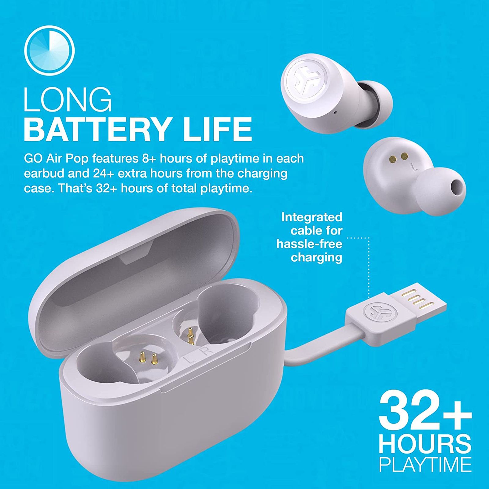 JLAB Go Air Pop IEUEBGAIRPOPRLLC12 TWS Earbuds (IPX4 Sweat & Water Resistant, 32 Hours Playback, Lilac)_7
