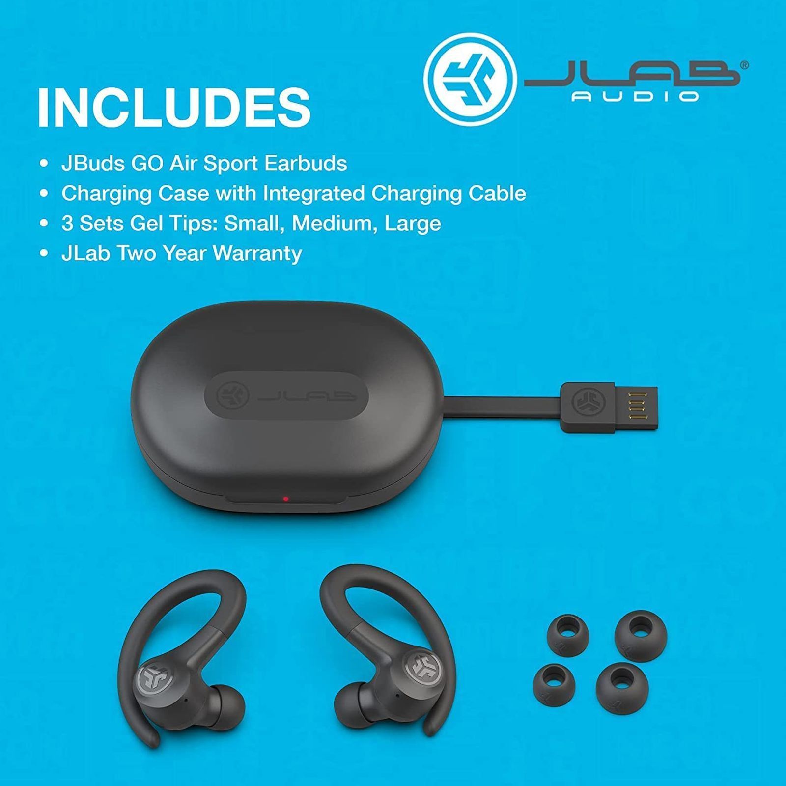 JLAB Go Air Sport IEUEBGAIRSPRTRBLK1 TWS Earbuds (IP55 Water & Sweat Resistant, 32 Hours Playback, Graphite)_9