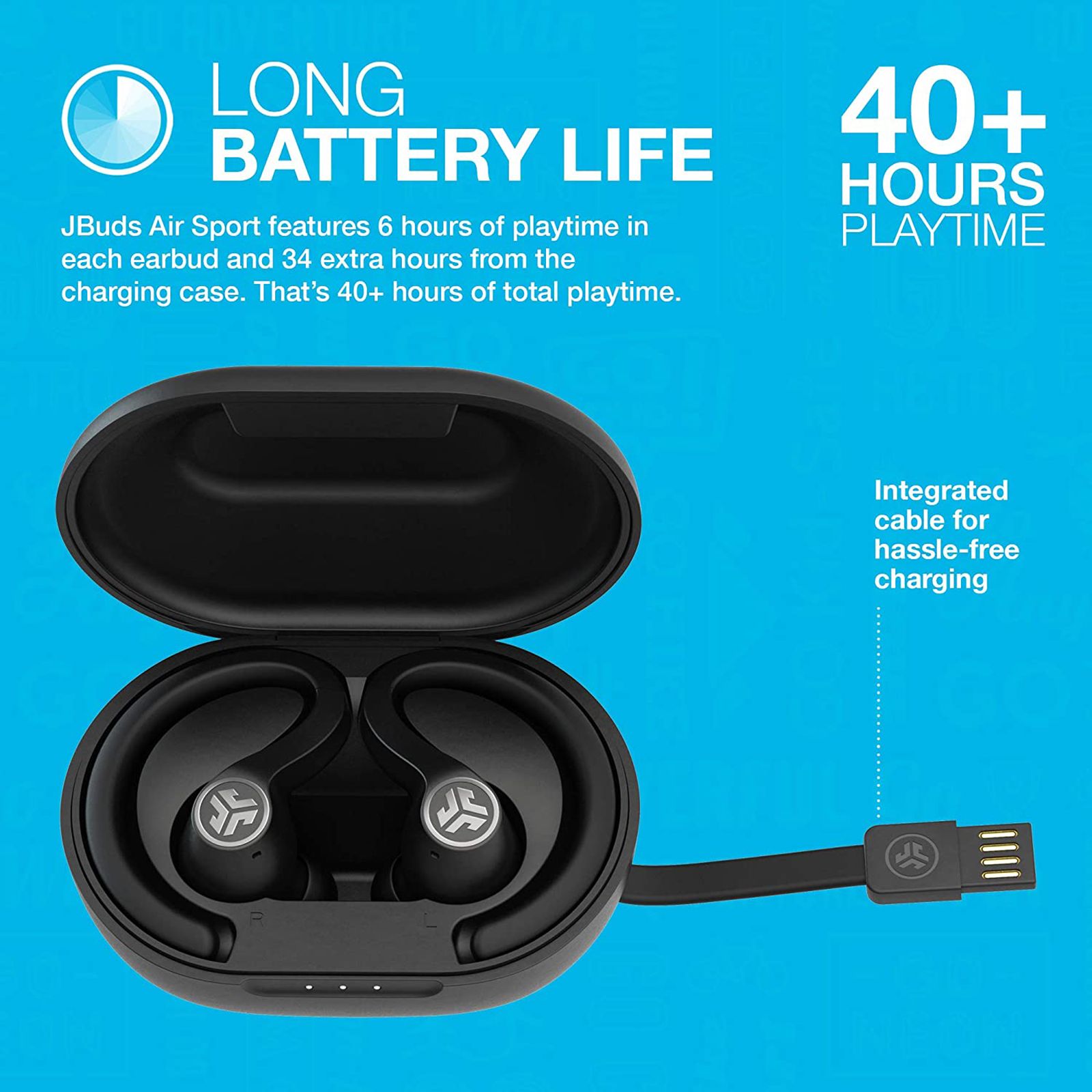 JLAB JBuds Air Sport IEUEBJBAIRSPRTRBLK TWS Earbuds (IP66 Sweat & Water Resistant, 40 Hours Playback, Black)_9