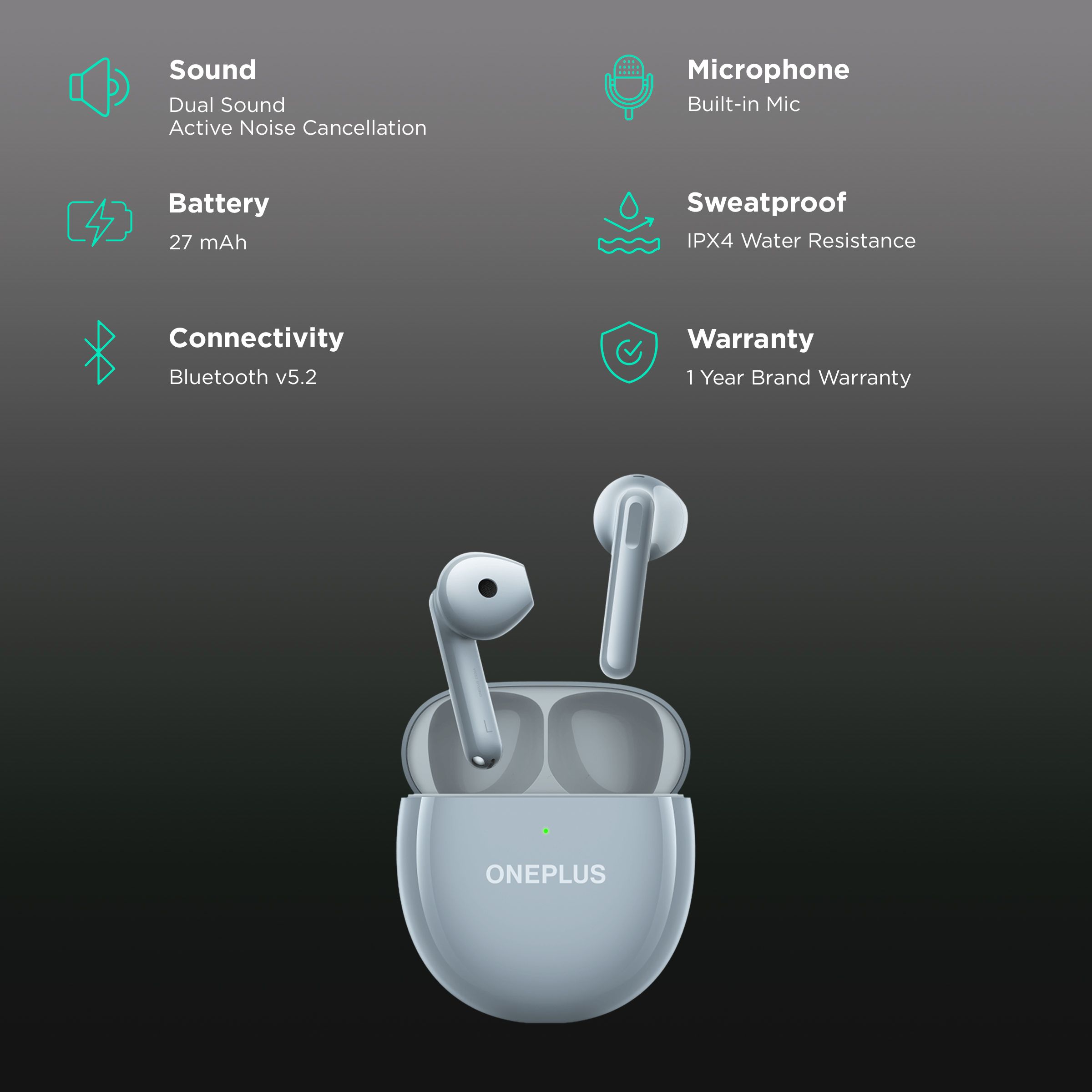 OnePlus Nord Buds CE E506A TWS Earbuds with Noise Cancellation (IPX4 Water Resistant, 20 Hours Playback, Misty Grey) OnePlus Nord Buds CE E506A TWS Earbuds with Noise Cancellation (IPX4 Water Resistant, 20 Hours Playback, Misty Grey)_2