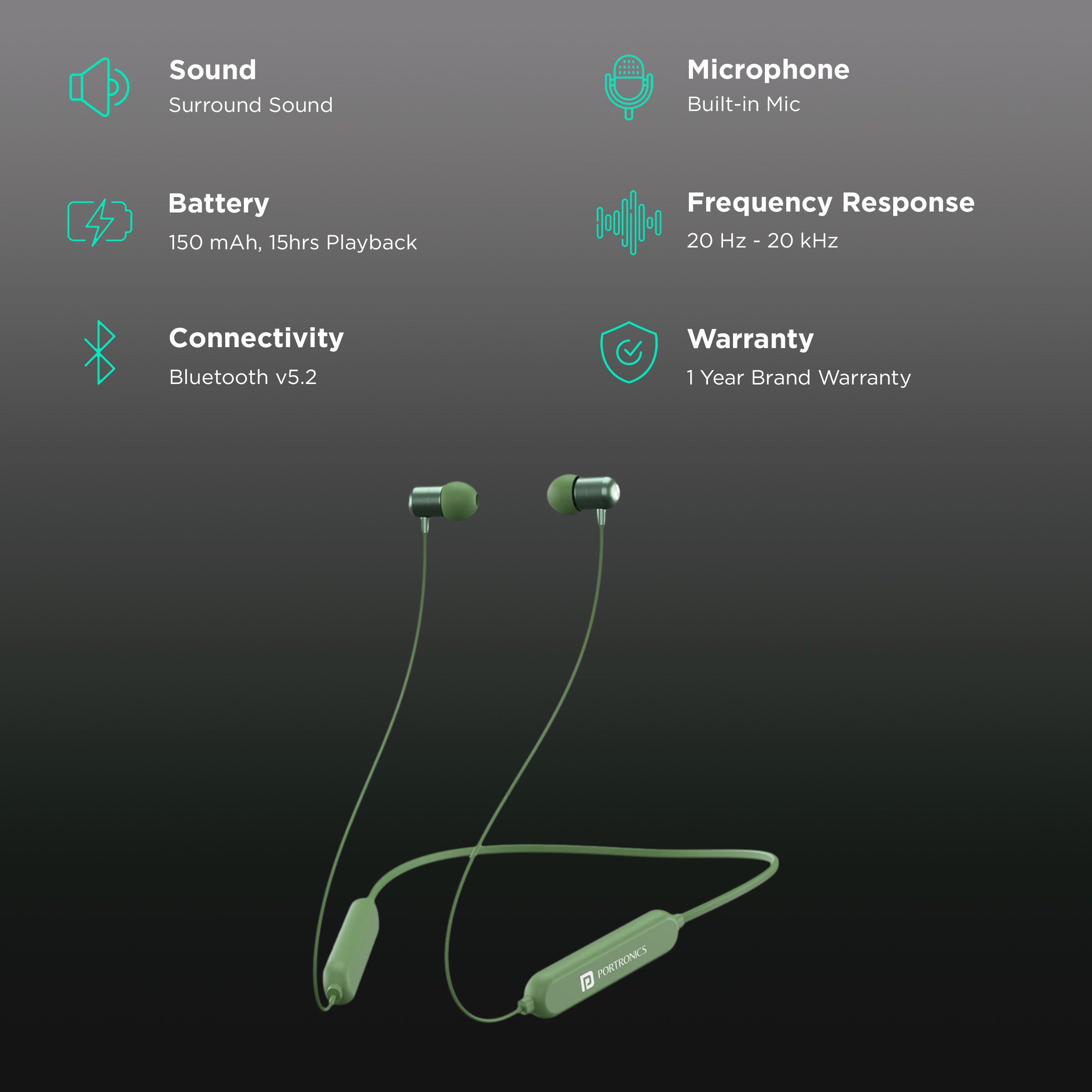 PORTRONICS Harmonics Z1 POR-1575 Neckband (Voice Assistant Enabled, Green) PORTRONICS Harmonics Z1 POR-1575 Neckband (Voice Assistant Enabled, Green)_2