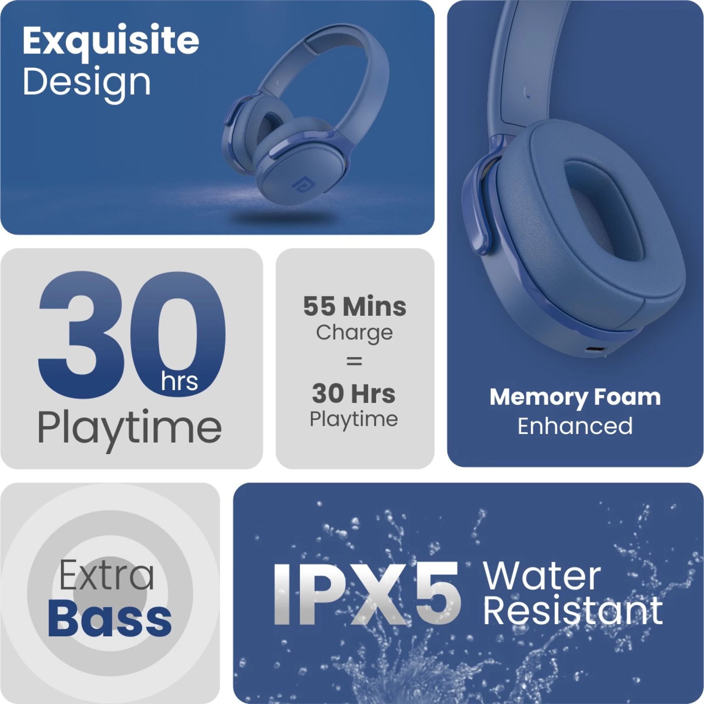 PORTRONICS Muffs A POR-1508 Bluetooth Headphone with Mic (Upto 30 Hours Playback, Over Ear, Blue) PORTRONICS Muffs A POR-1508 Bluetooth Headphone with Mic (Upto 30 Hours Playback, Over Ear, Blue)_11