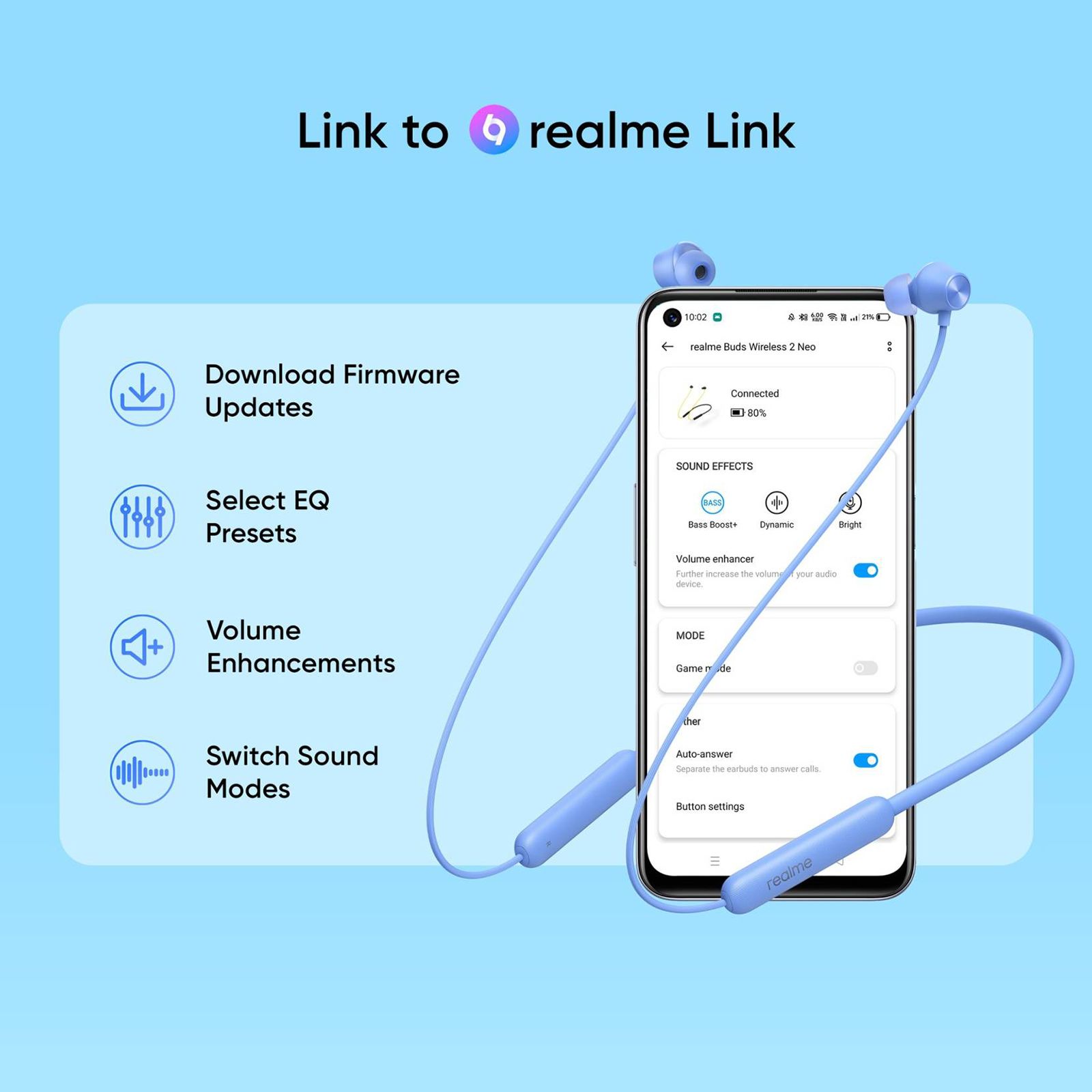 realme Buds Wireless 2S RMA2011 Neckband with Environment Noise Cancellation (IPX4 Water Resistant, Powerful Bass, Blue)_6