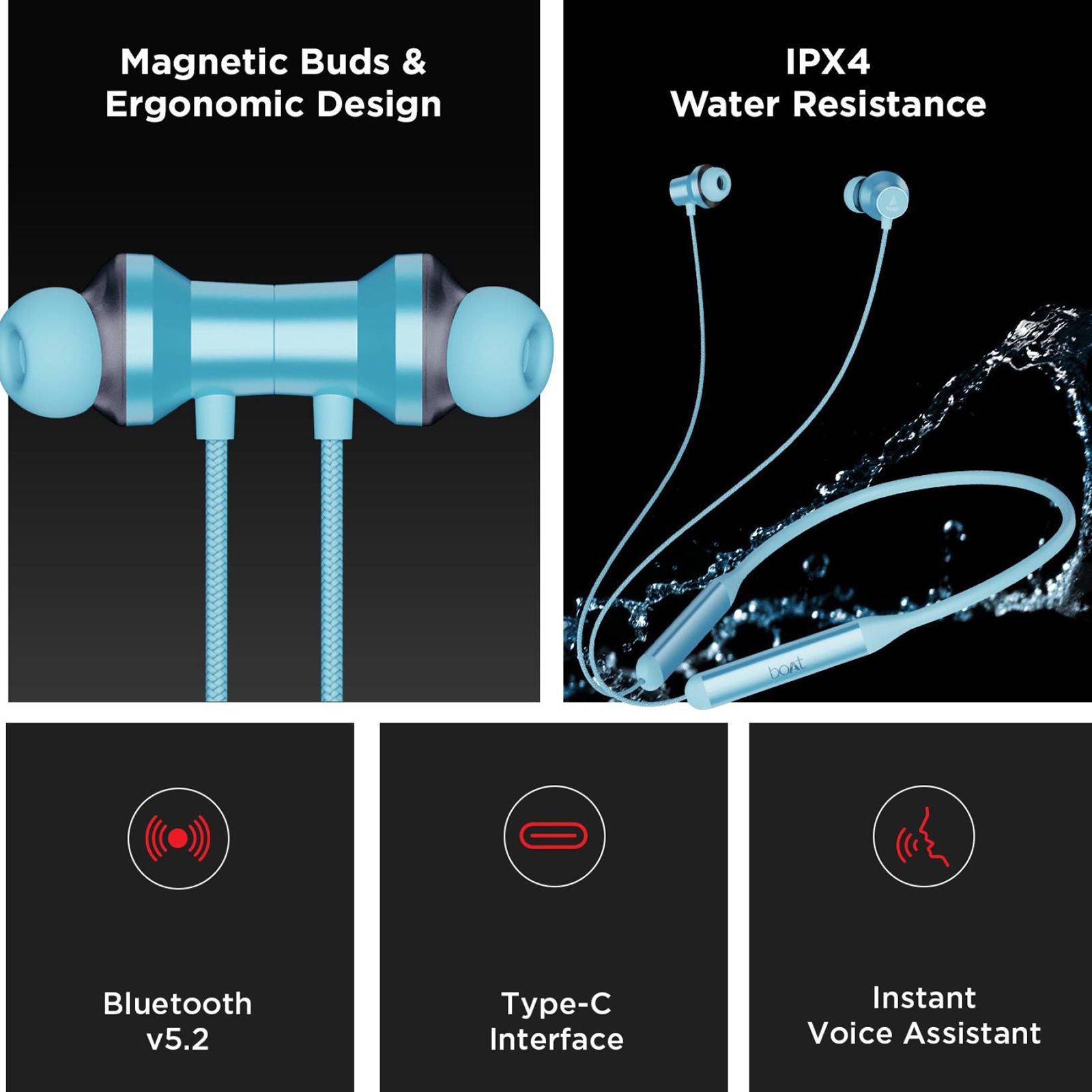 boAt Rockerz 333 Neckband with Active Noise Cancellation (IPX4 Water Resistance, Sweatproof, DIRAC Opteo Technology, Celestial Blue) boAt Rockerz 333 Neckband with Active Noise Cancellation (IPX4 Water Resistance, Sweatproof, DIRAC Opteo Technology, Celestial Blue)_9