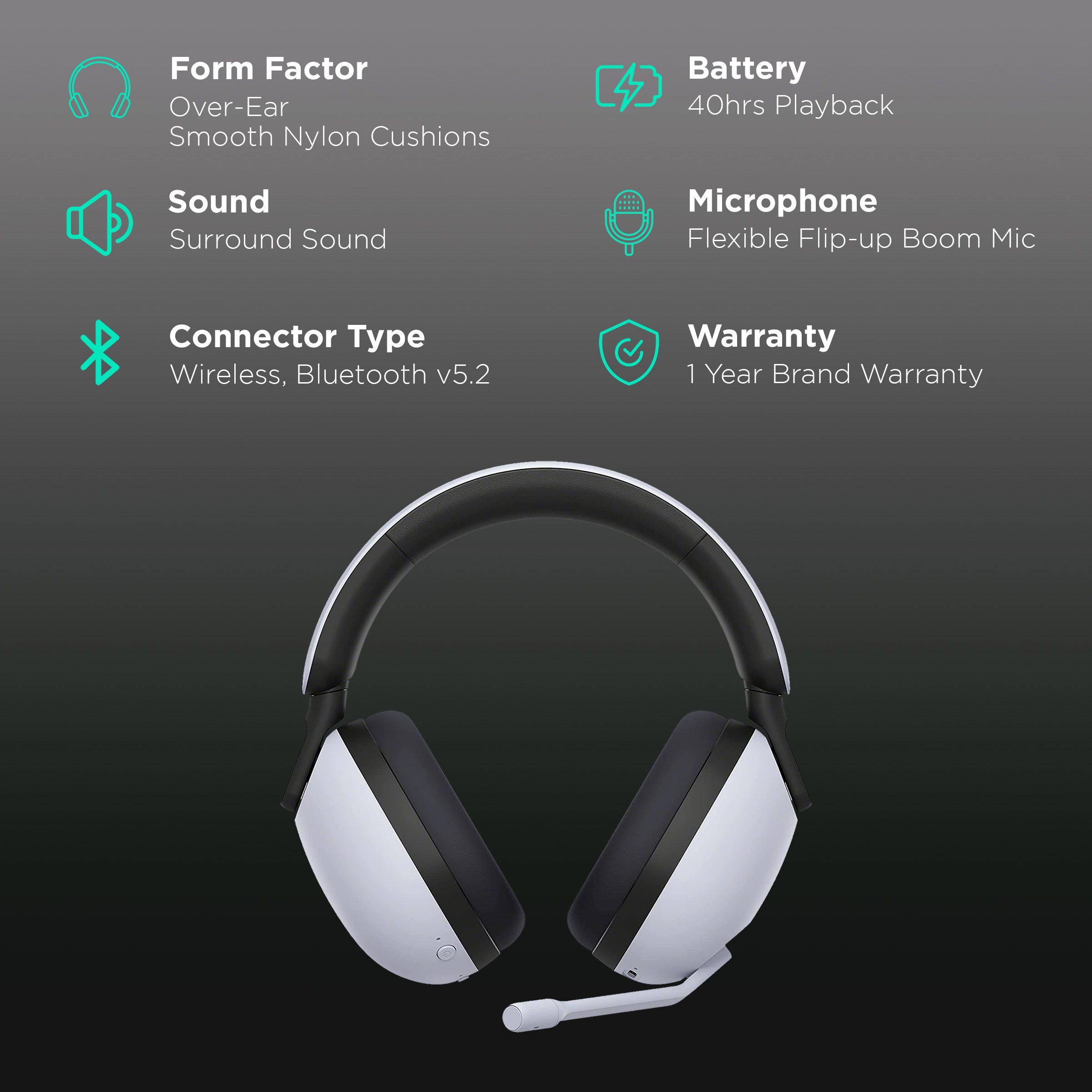 SONY INZONE H7 WH-G700 Bluetooth Gaming Headphone (360 Spatial Sound, Over Ear, White) SONY INZONE H7 WH-G700 Bluetooth Gaming Headphone (360 Spatial Sound, Over Ear, White)_2