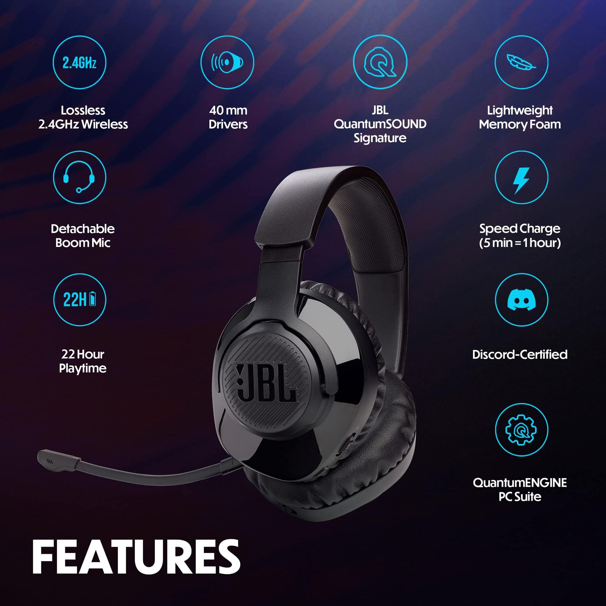 JBL Quantum 350 JBLQ350WLBLK Gaming Headphone (QuantumSOUND, Over-Ear, Black) JBL Quantum 350 JBLQ350WLBLK Gaming Headphone (QuantumSOUND, Over-Ear, Black)_11