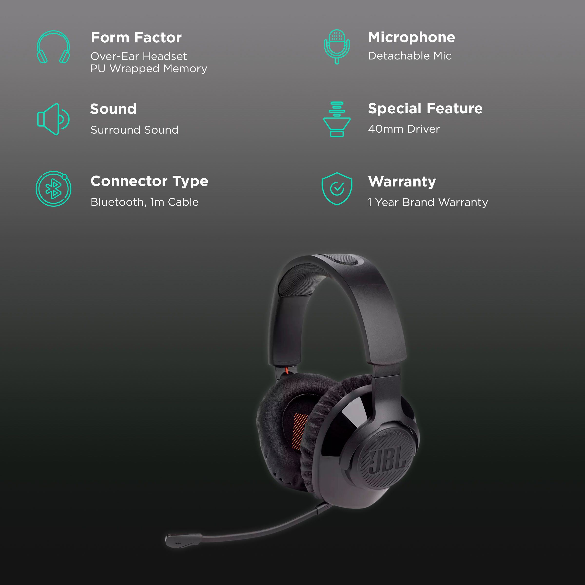 JBL Quantum 350 JBLQ350WLBLK Gaming Headphone (QuantumSOUND, Over-Ear, Black) JBL Quantum 350 JBLQ350WLBLK Gaming Headphone (QuantumSOUND, Over-Ear, Black)_2