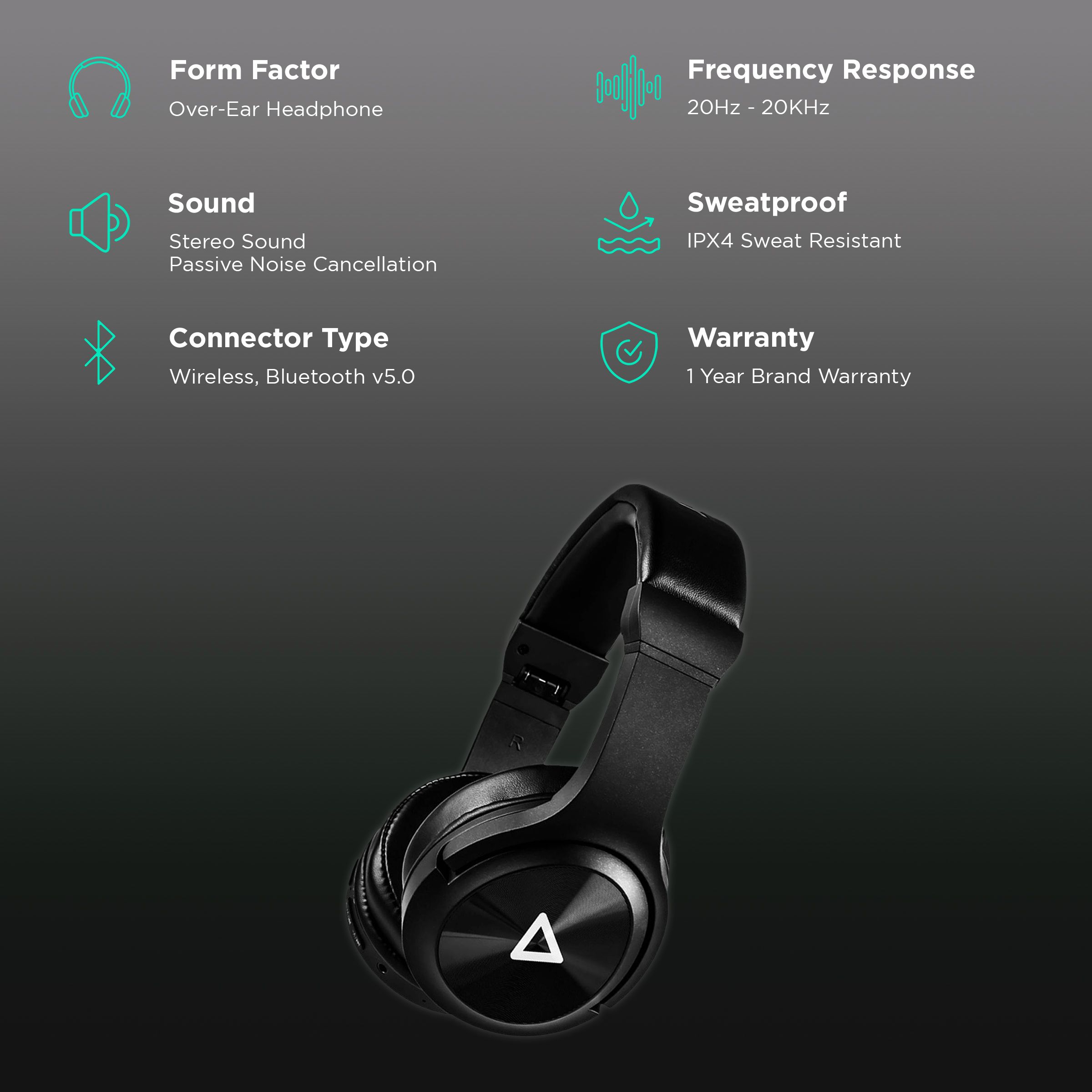 Hungama HiLife Buzz 101 Bluetooth Headset with Mic (Passive Noise Cancelation, Over Ear, Black) Hungama HiLife Buzz 101 Bluetooth Headset with Mic (Passive Noise Cancelation, Over Ear, Black)_2