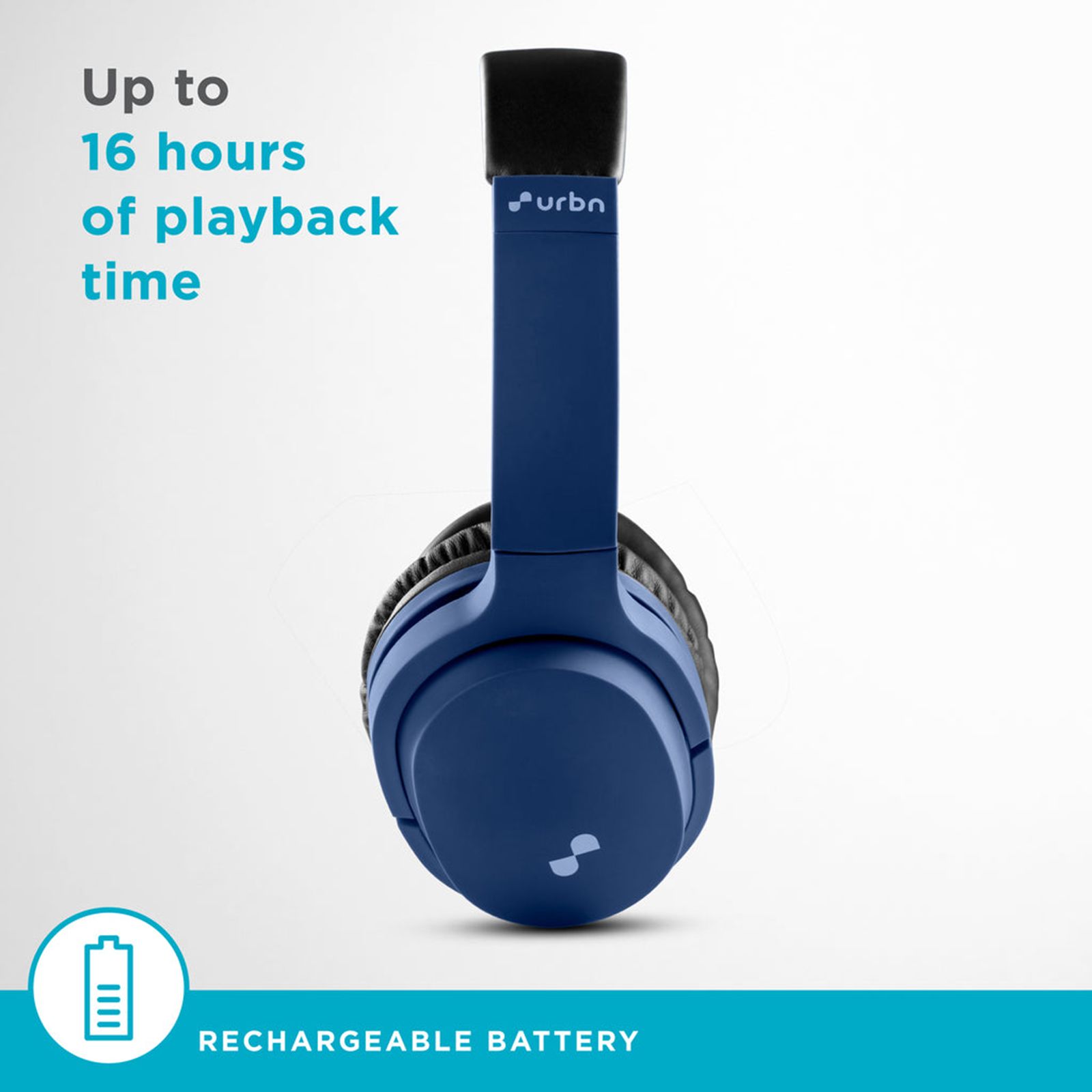 urbn Thump 550 Bluetooth Headphone with Mic (Upto16 Hours Playtime, Over-Ear, Blue)_5