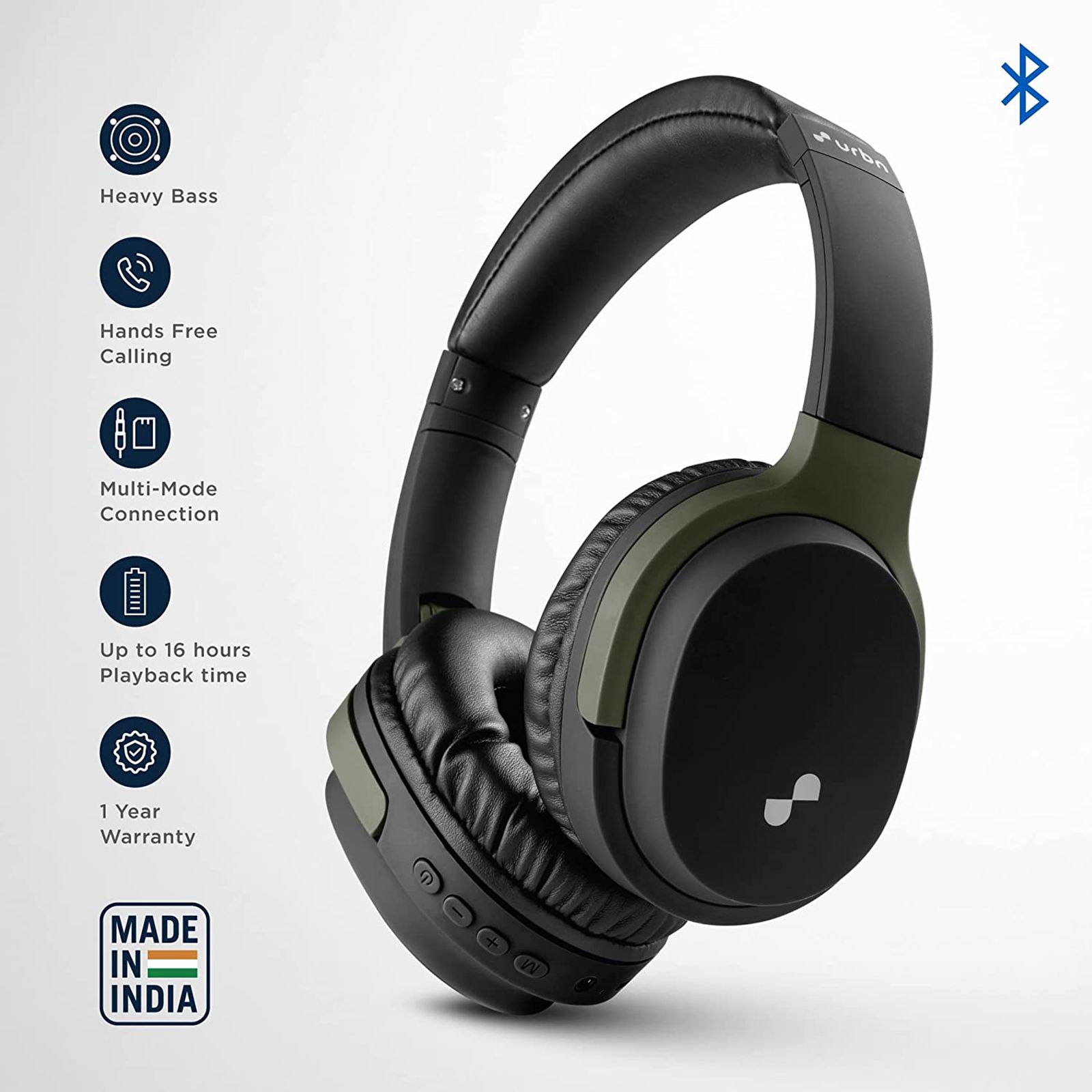 urbn Thump 550 Bluetooth Headphone with Mic (Upto16 Hours Playtime, Over-Ear, Camo)_4
