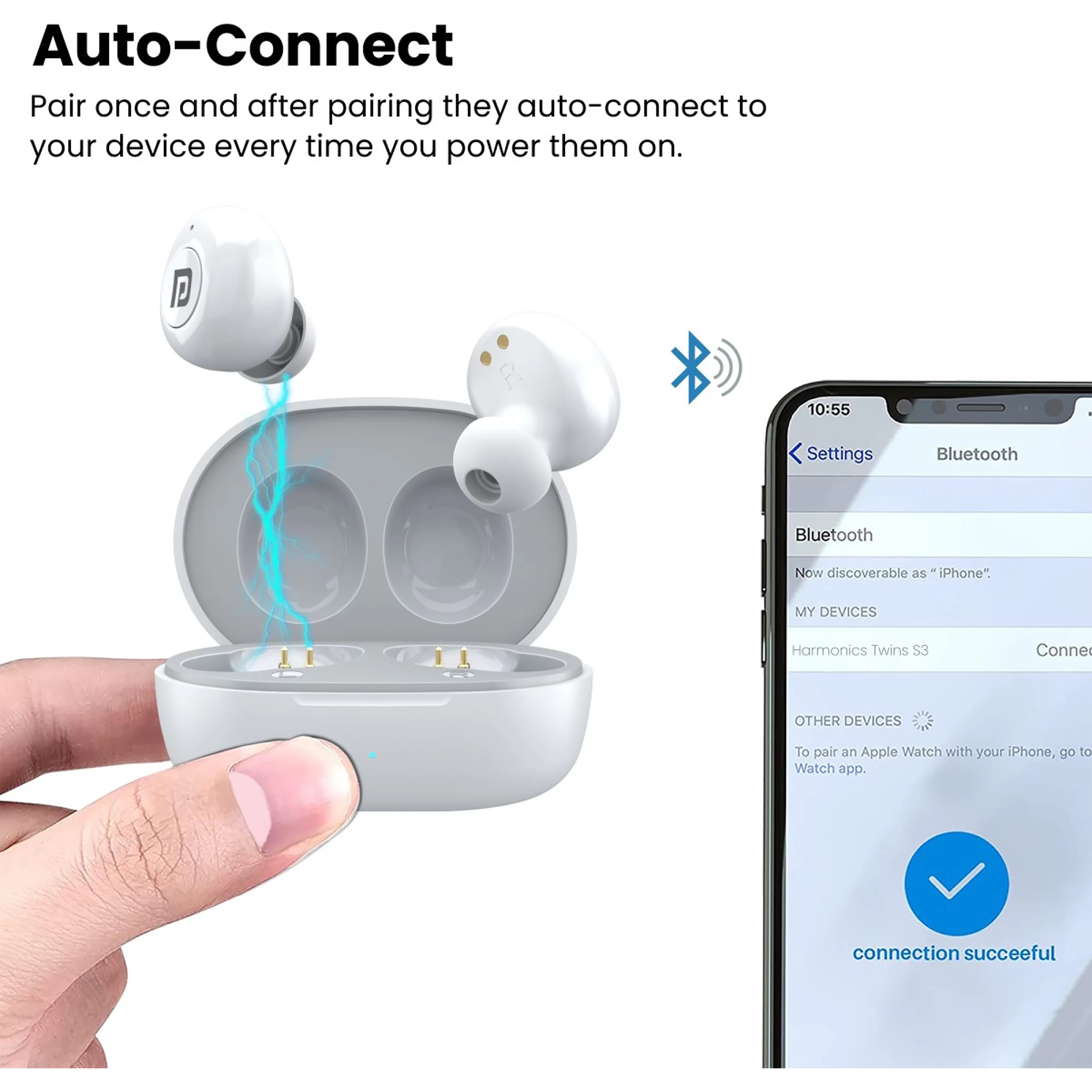 PORTRONICS Harmonics Twins S3 POR 1651 TWS Earbuds (IPX4 Water Resistant, Up to 20 Hours Playtime, White)_8